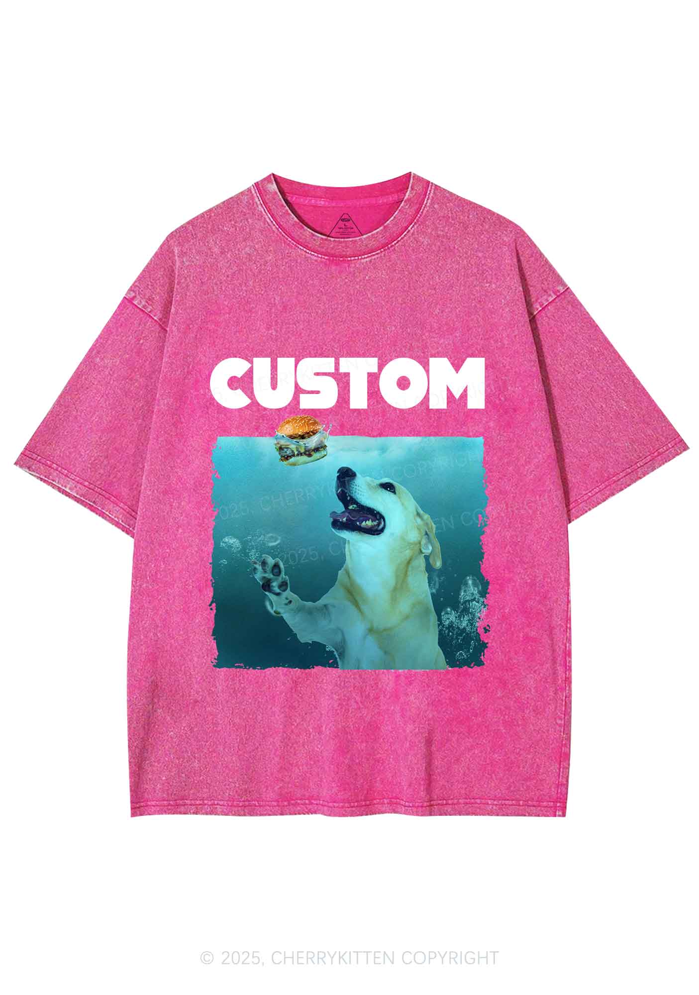 Custom Jowls Dog Y2K Shirts Washed Tee Cherrykitten - Image 4