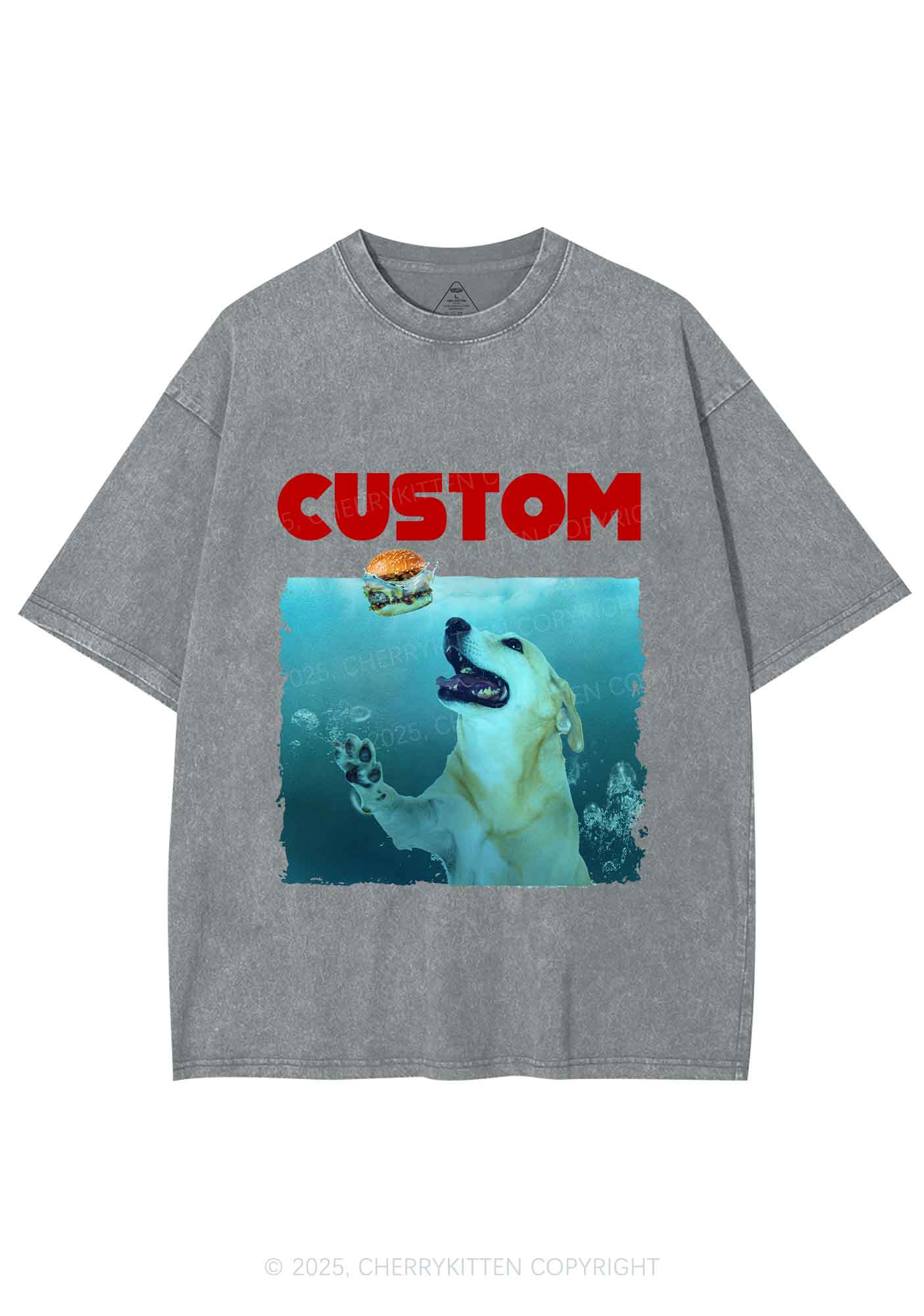 Custom Jowls Dog Y2K Shirts Washed Tee Cherrykitten - Image 6