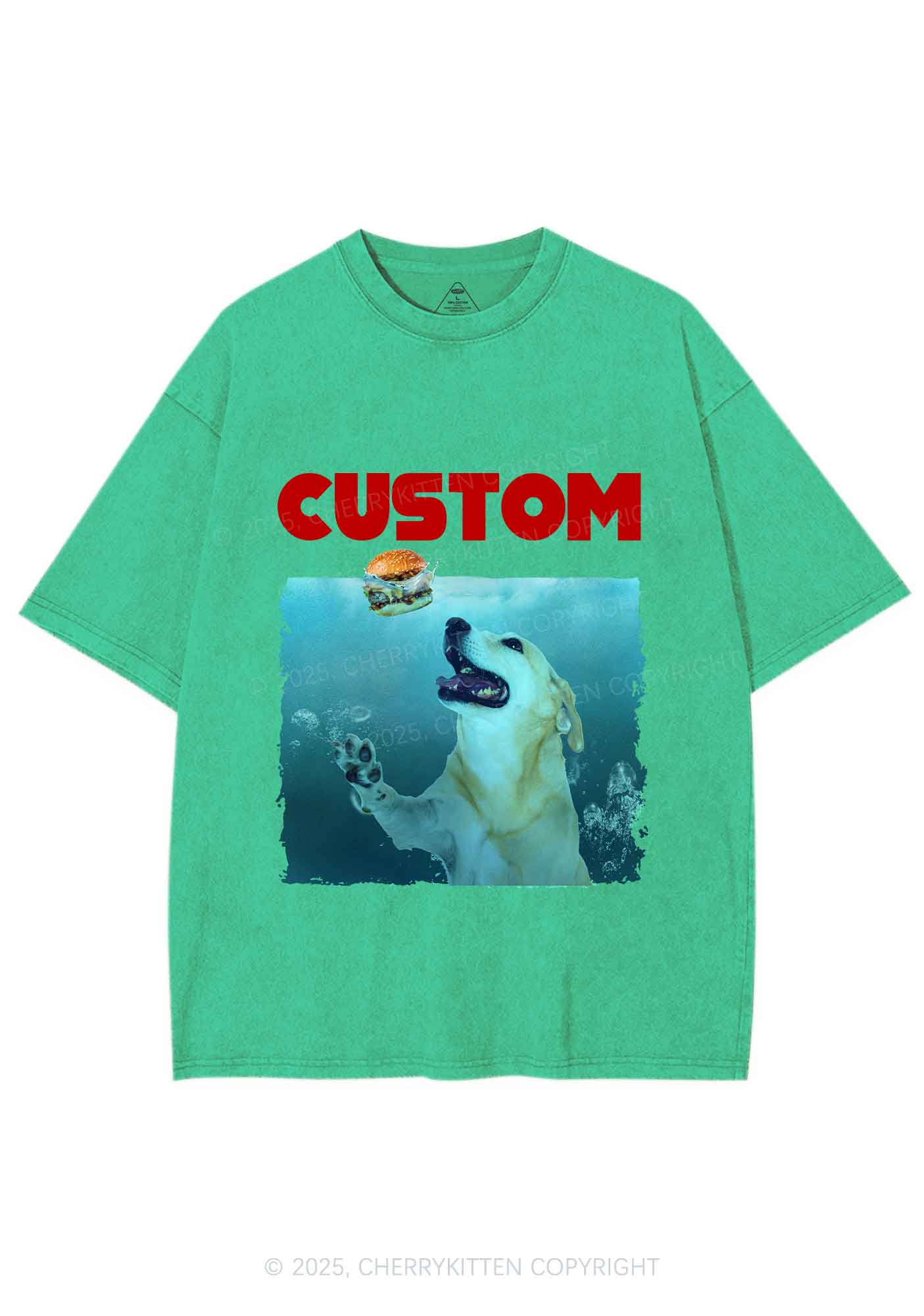 Custom Jowls Dog Y2K Shirts Washed Tee Cherrykitten - Image 7