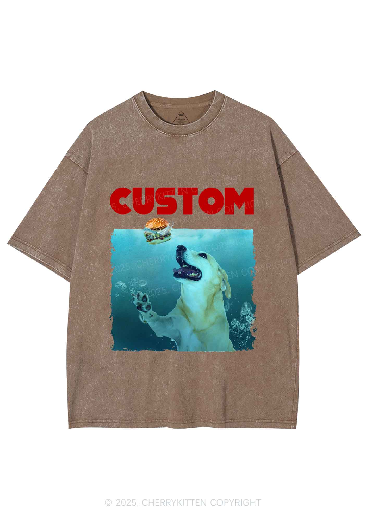 Custom Jowls Dog Y2K Shirts Washed Tee Cherrykitten - Image 8