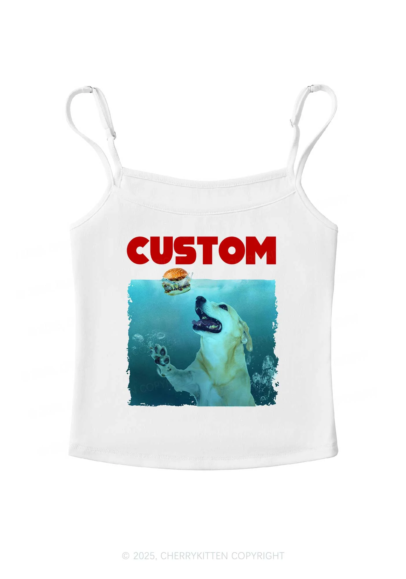 Custom Jowls Dog Y2K Spaghetti Strap Cami Cherrykitten - Image 3