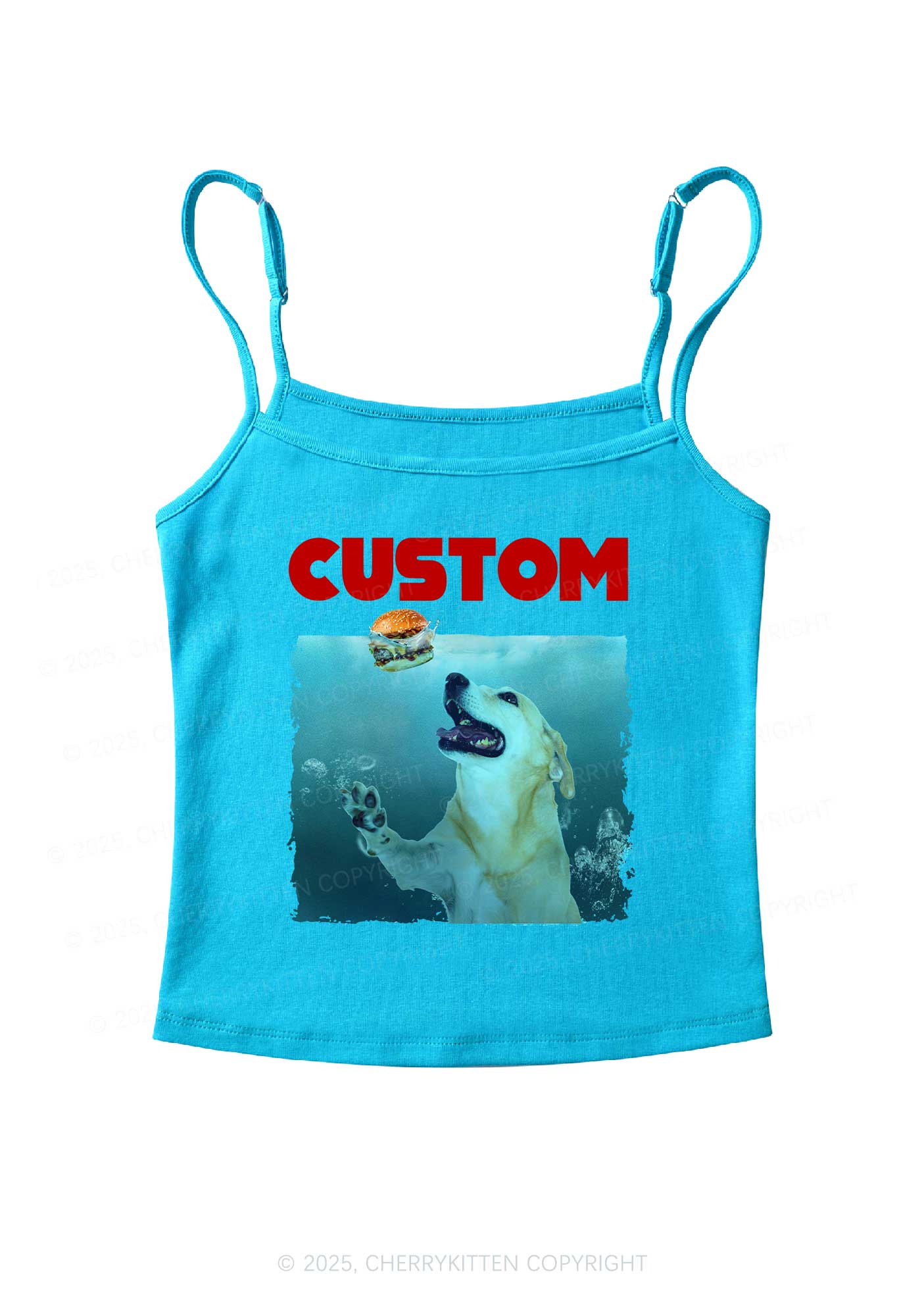 Custom Jowls Dog Y2K Spaghetti Strap Cami Cherrykitten - Image 4