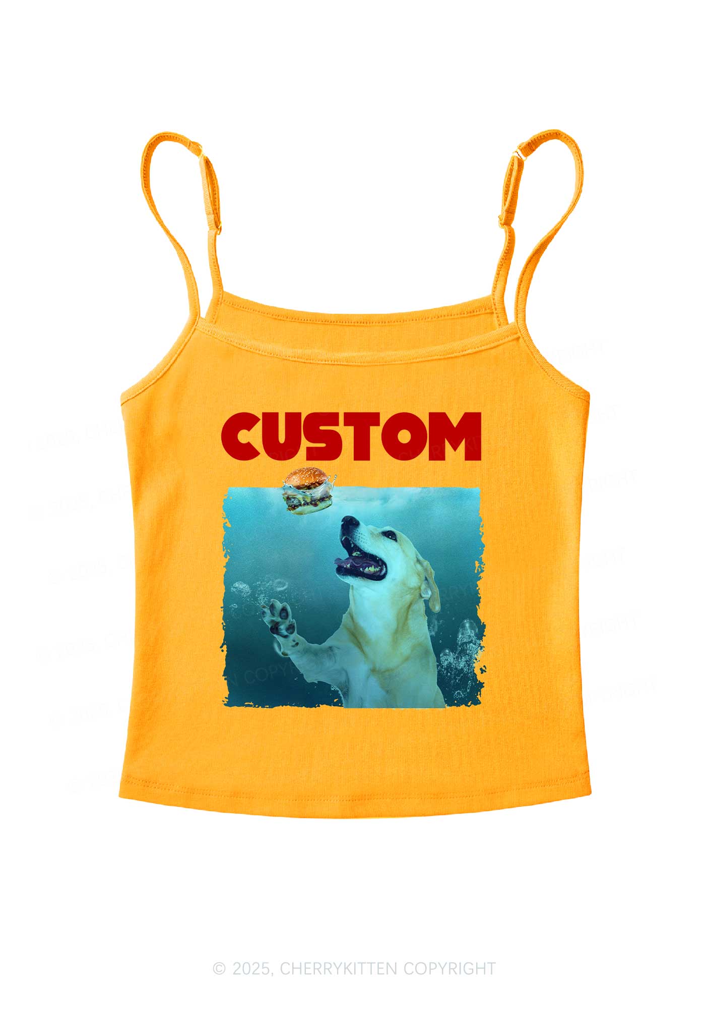 Custom Jowls Dog Y2K Spaghetti Strap Cami Cherrykitten - Image 5