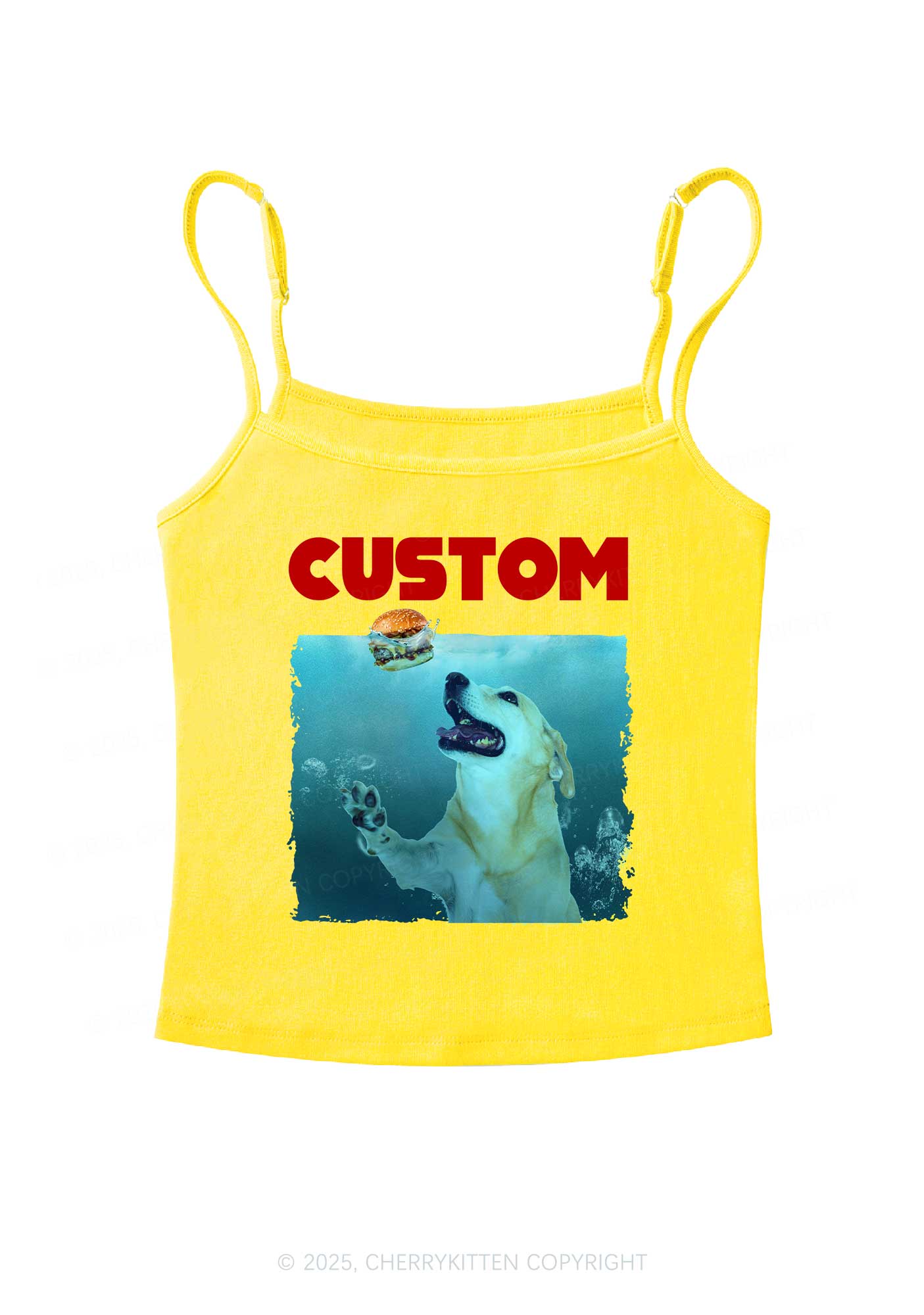 Custom Jowls Dog Y2K Spaghetti Strap Cami Cherrykitten - Image 7