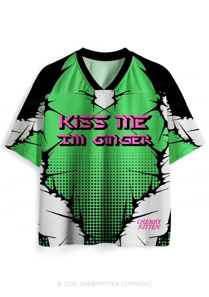 Custom Kiss Me Im Ginger St Patricks Y2K Sport Jersey Shirts Cherrykitten - Image 3