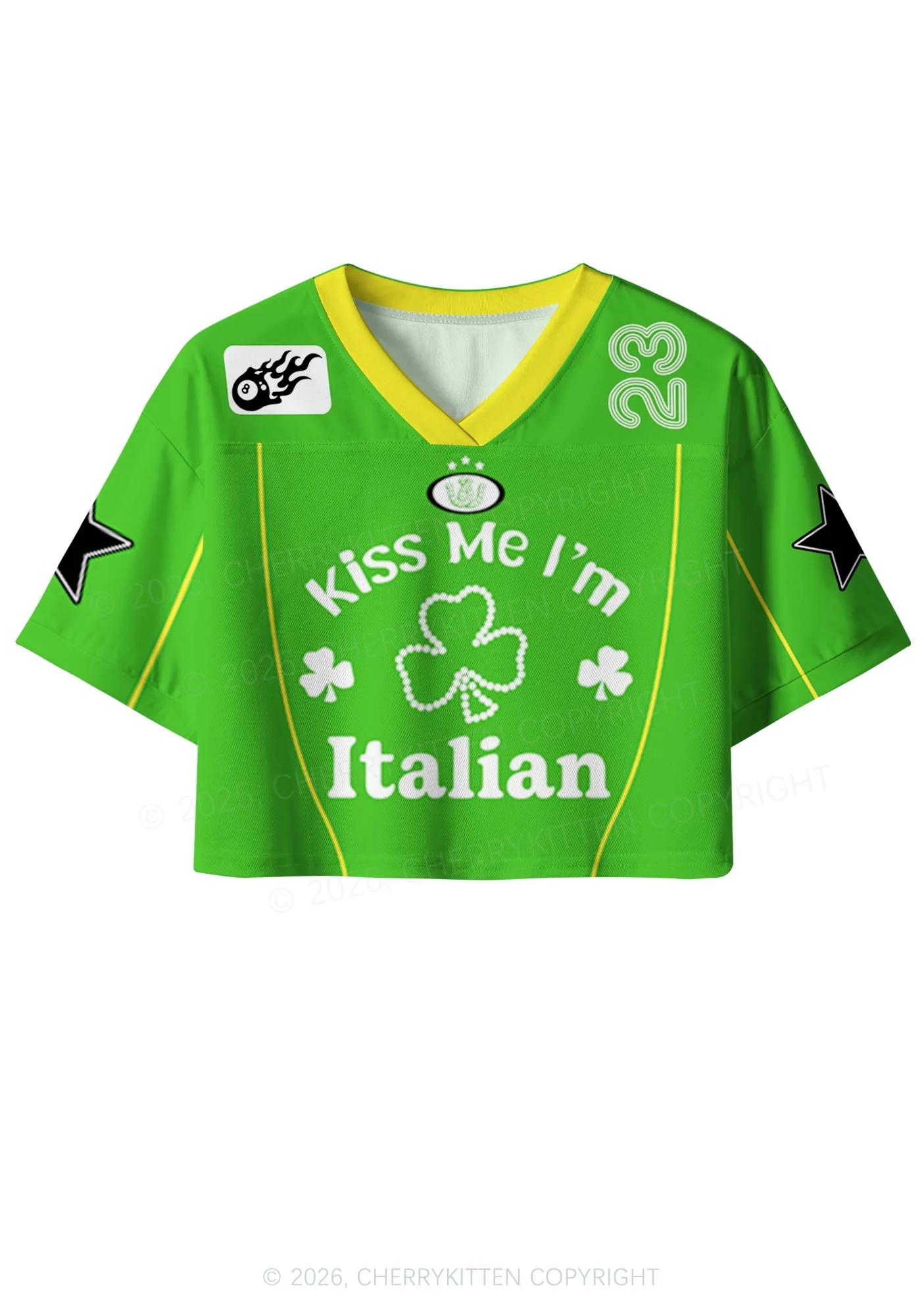 Custom Kiss Me Im Italian St Patricks Y2K Crop Sport Jersey Shirts Cherrykitten - Image 3