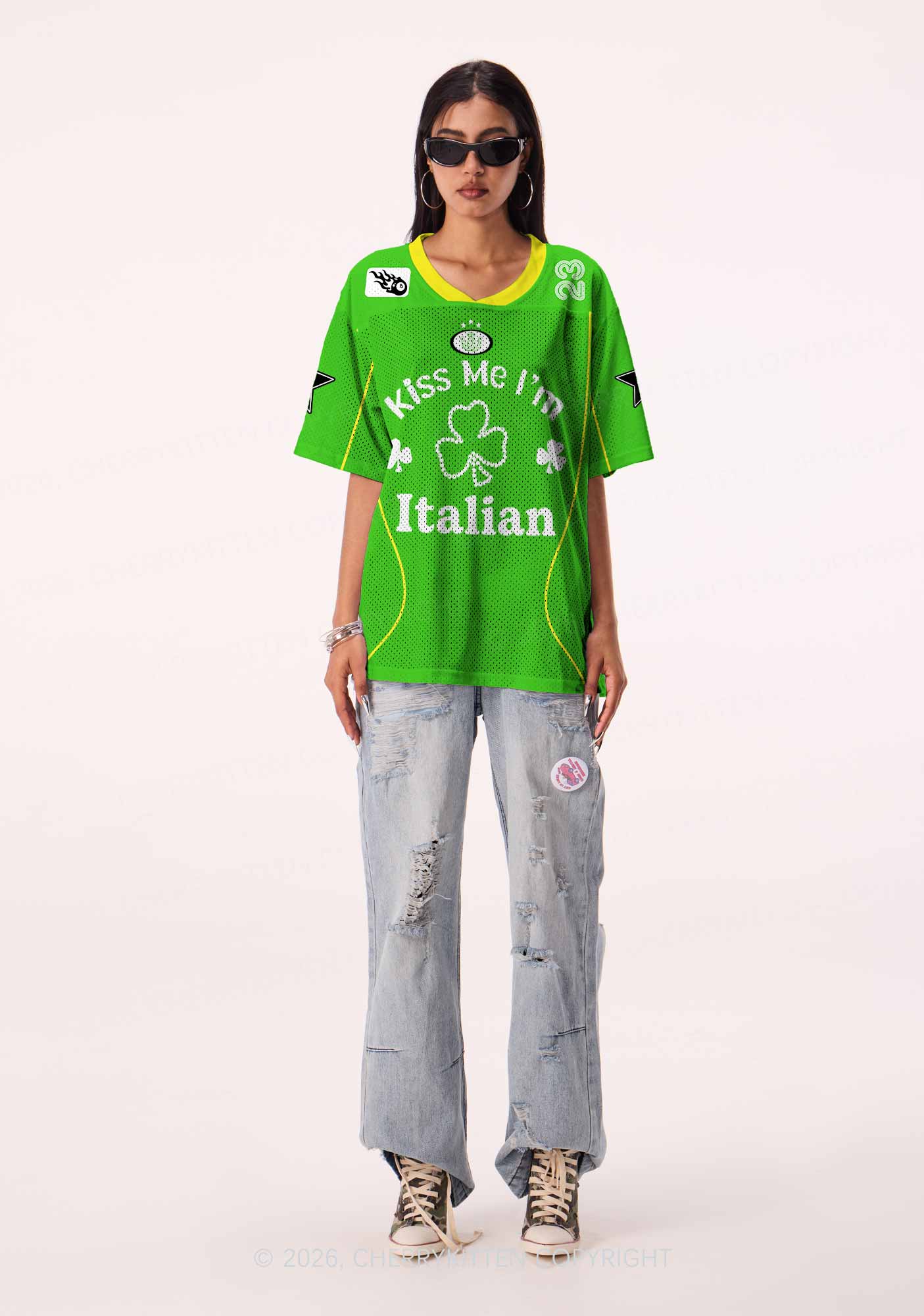 Custom Kiss Me Im Italian St Patricks Y2K Sport Jersey Shirts Cherrykitten - Image 2