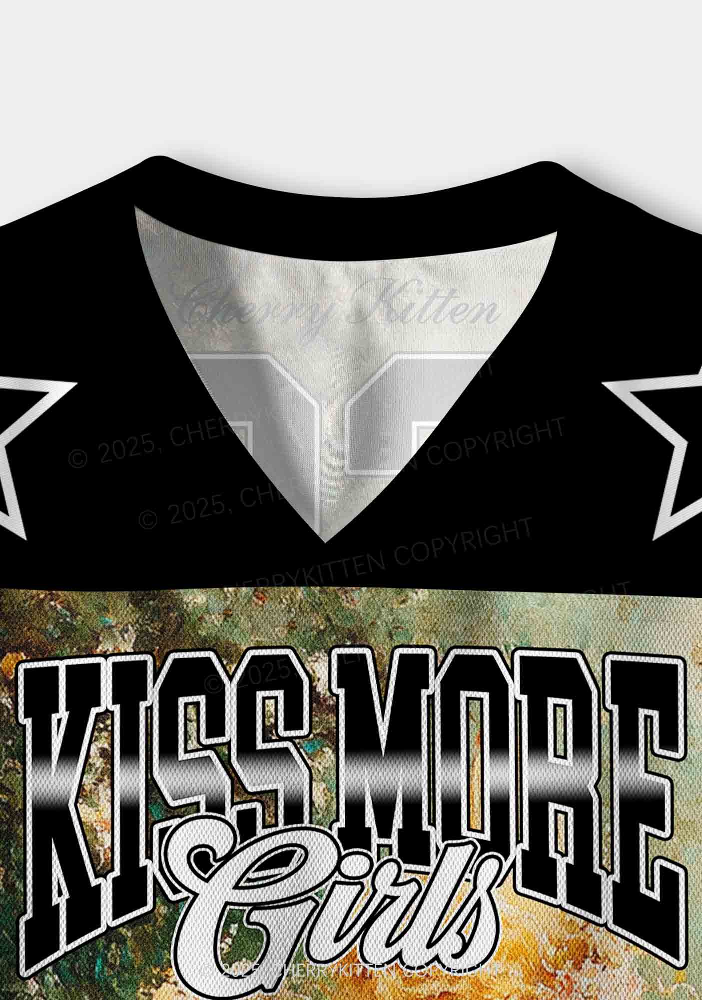 Custom Kiss More Girls Lesbian Pride Y2K Crop Sport Jersey Shirts Cherrykitten - Image 3