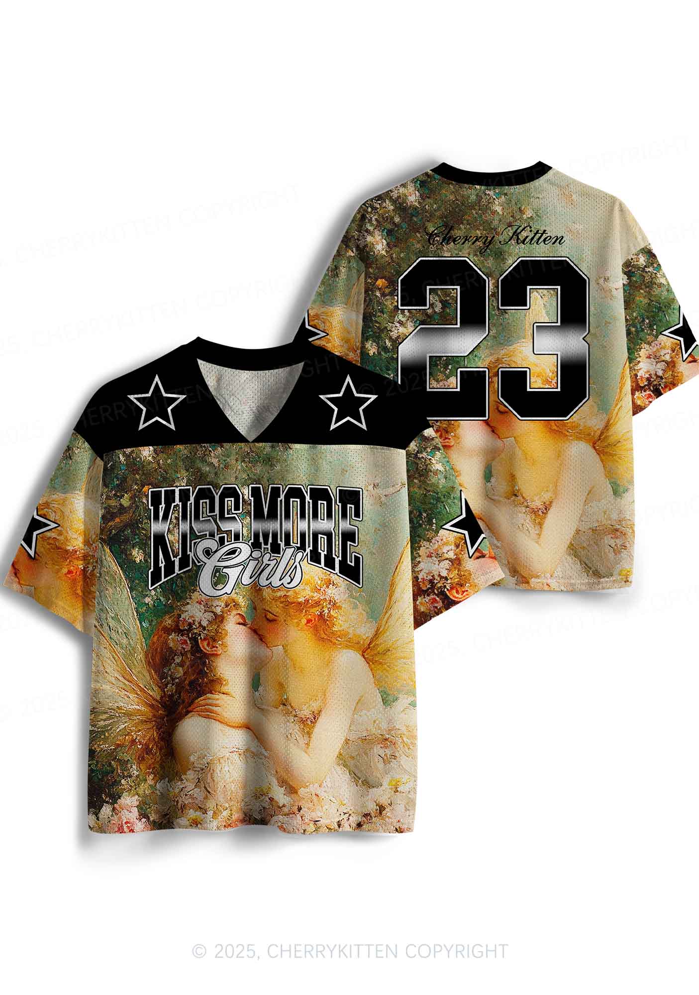 Custom Kiss More Girls Lesbian Pride Y2K Sport Jersey Shirts Cherrykitten - Image 3
