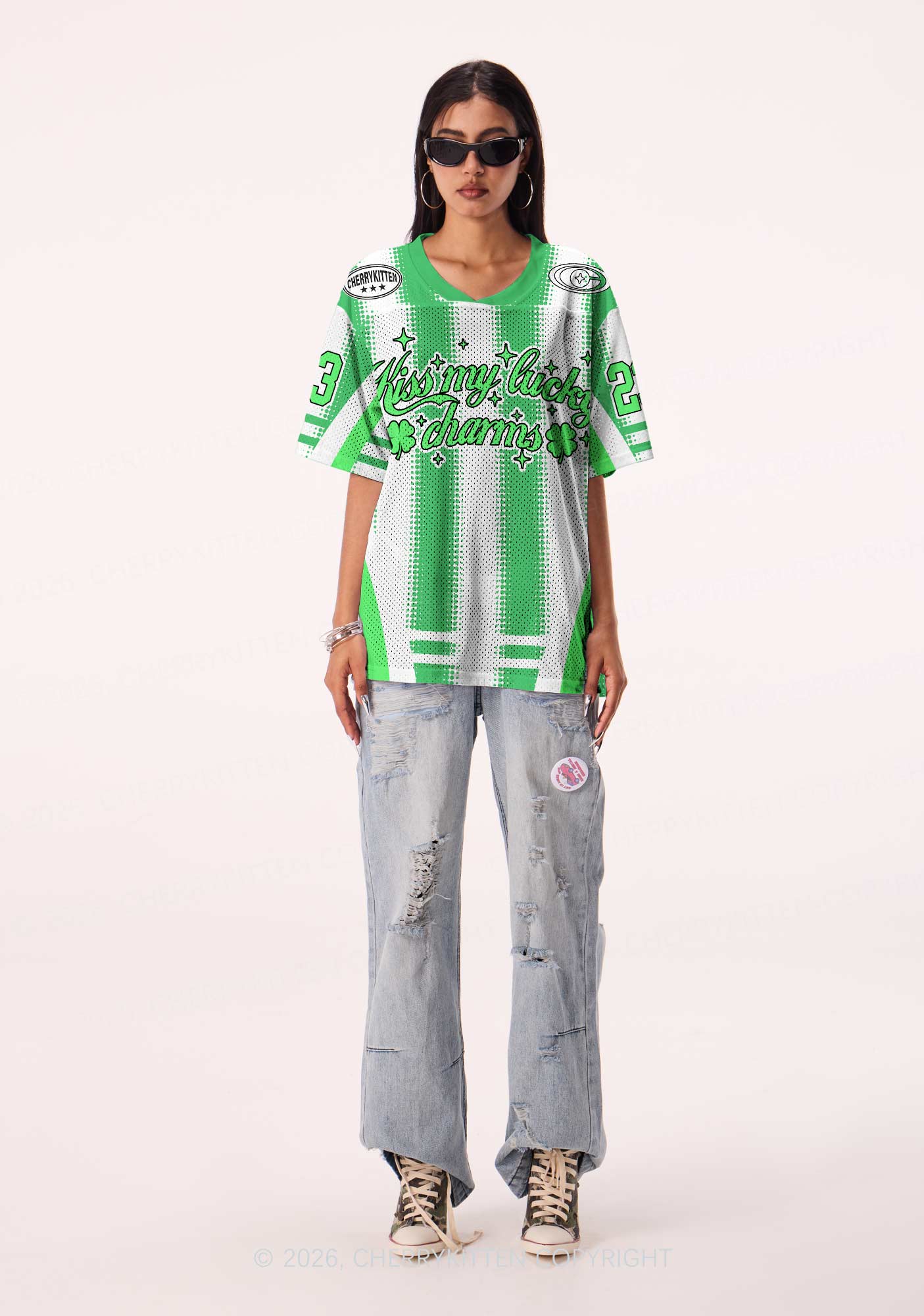 Custom Kiss My Lucky Charms St Patricks Y2K Sport Jersey Shirts Cherrykitten - Image 2