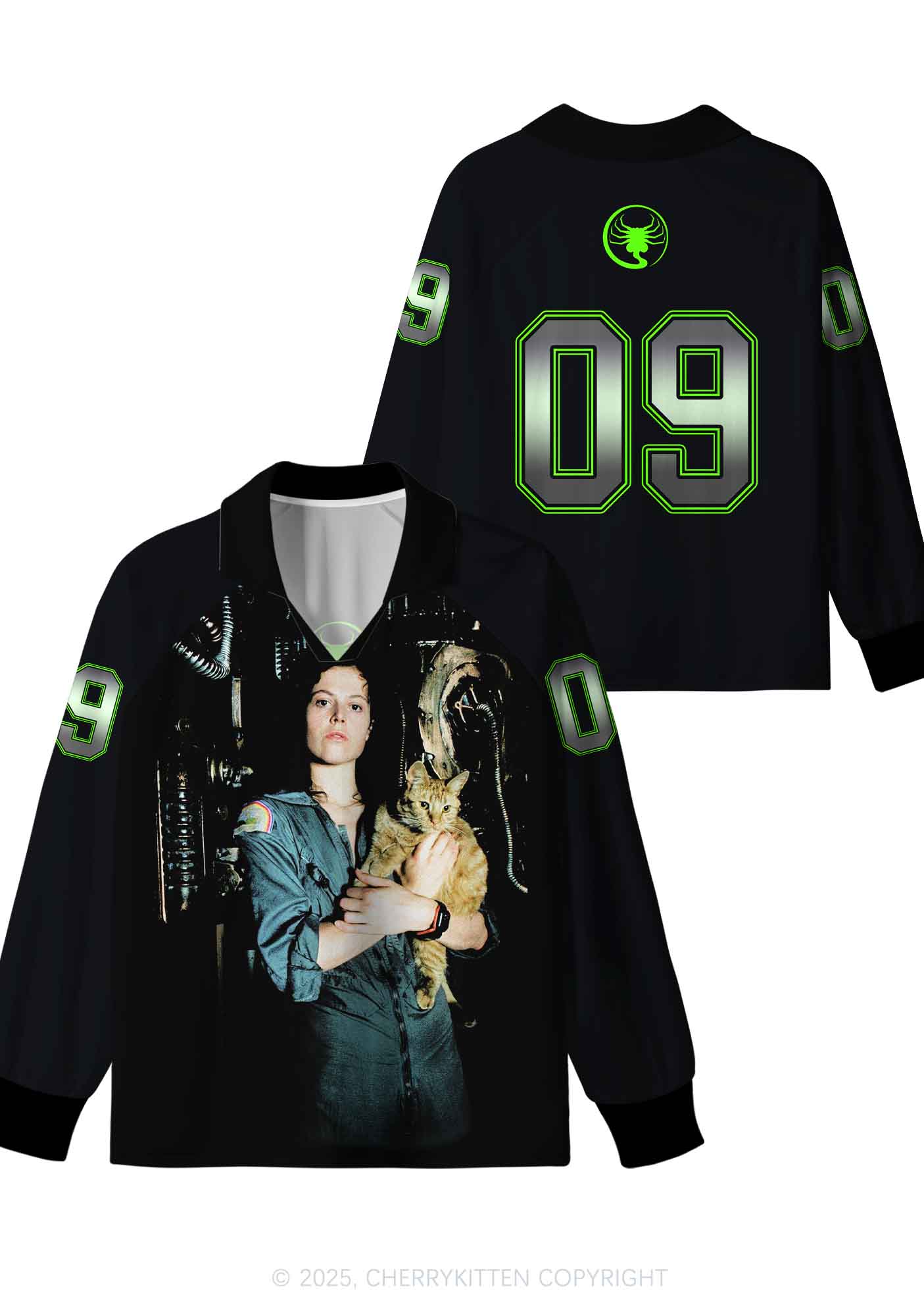 Custom Kitten And Girl Y2K Long Sleeve Sport Jersey Shirts Cherrykitten - Image 3
