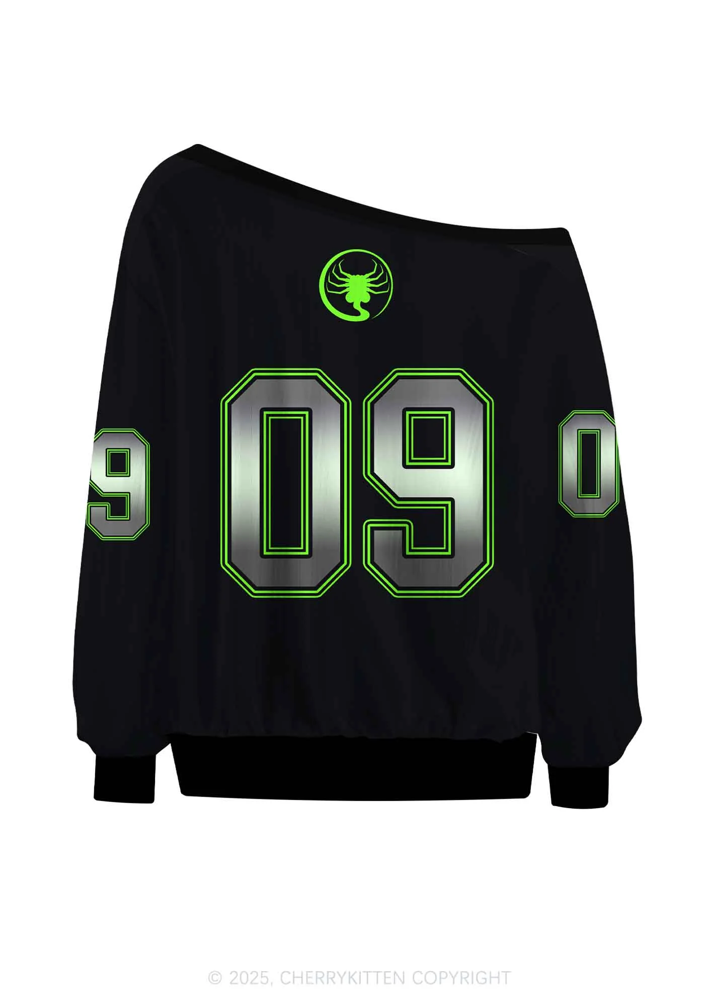 Custom Kitten And Girl Y2K Off Shoulder Long Sleeve Sport Jersey Shirts Cherrykitten - Image 2