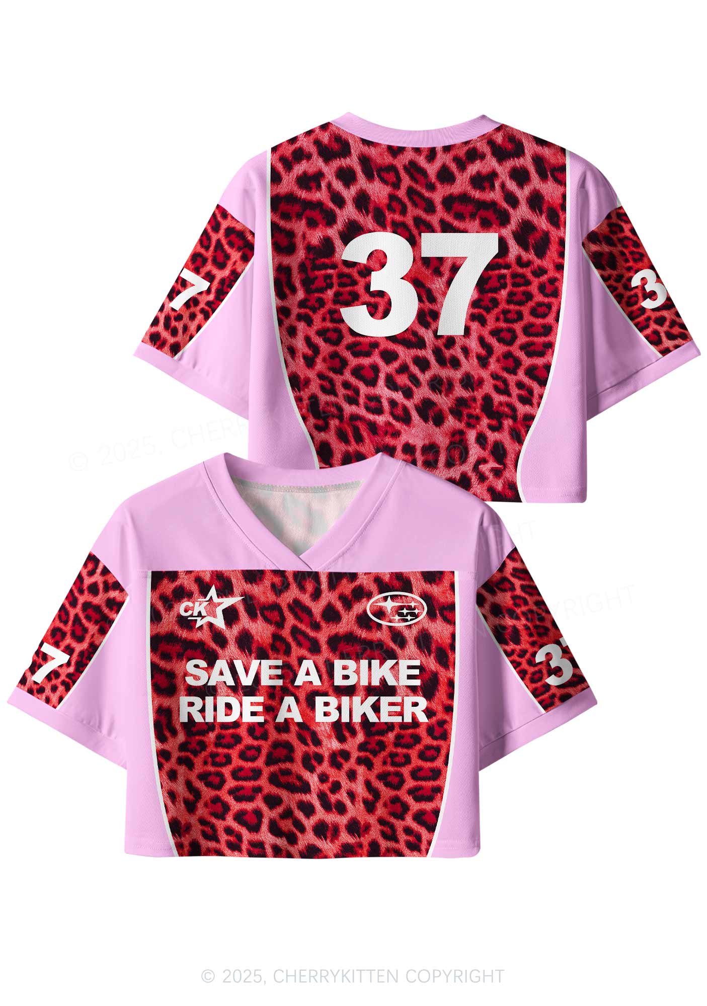 Custom Leopard Save Bike Ride Biker Y2K Crop Sport Jersey Shirts Cherrykitten - Image 3