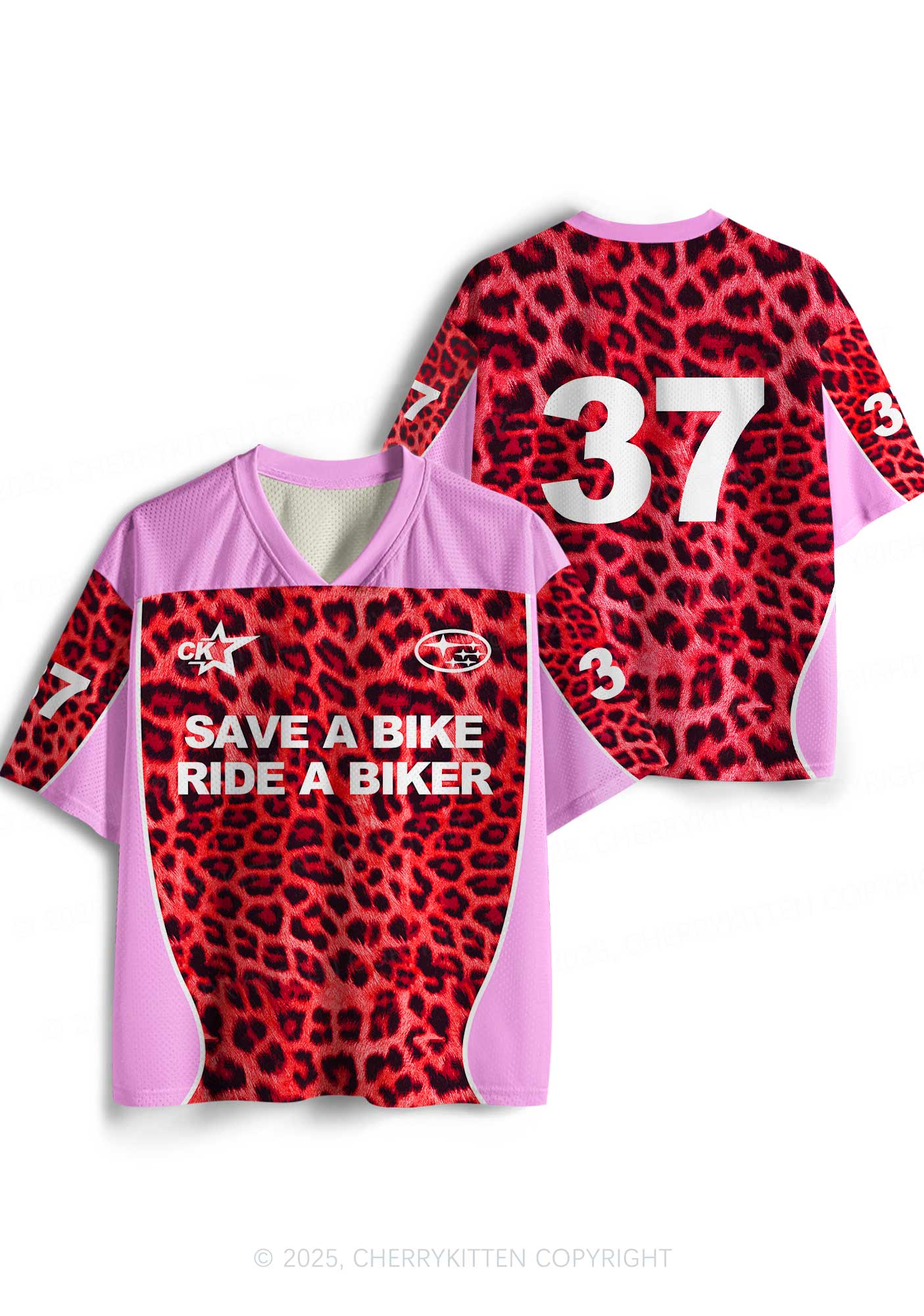 Custom Leopard Save Bike Ride Biker Y2K Sport Jersey Shirts Cherrykitten - Image 3