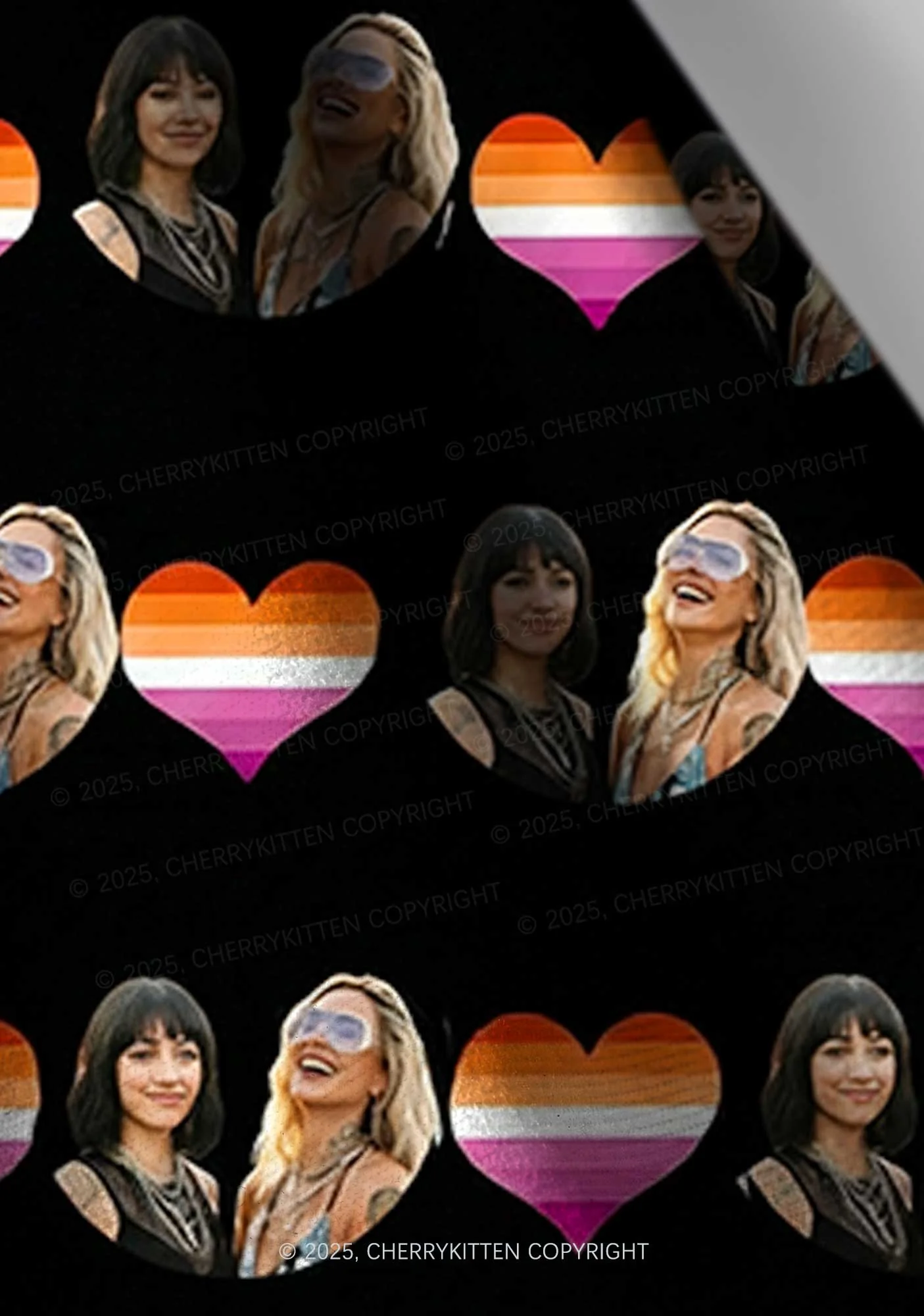 Custom Lesbian Couple Photo Valentine's Day Y2K Print Headband Cherrykitten - Image 3