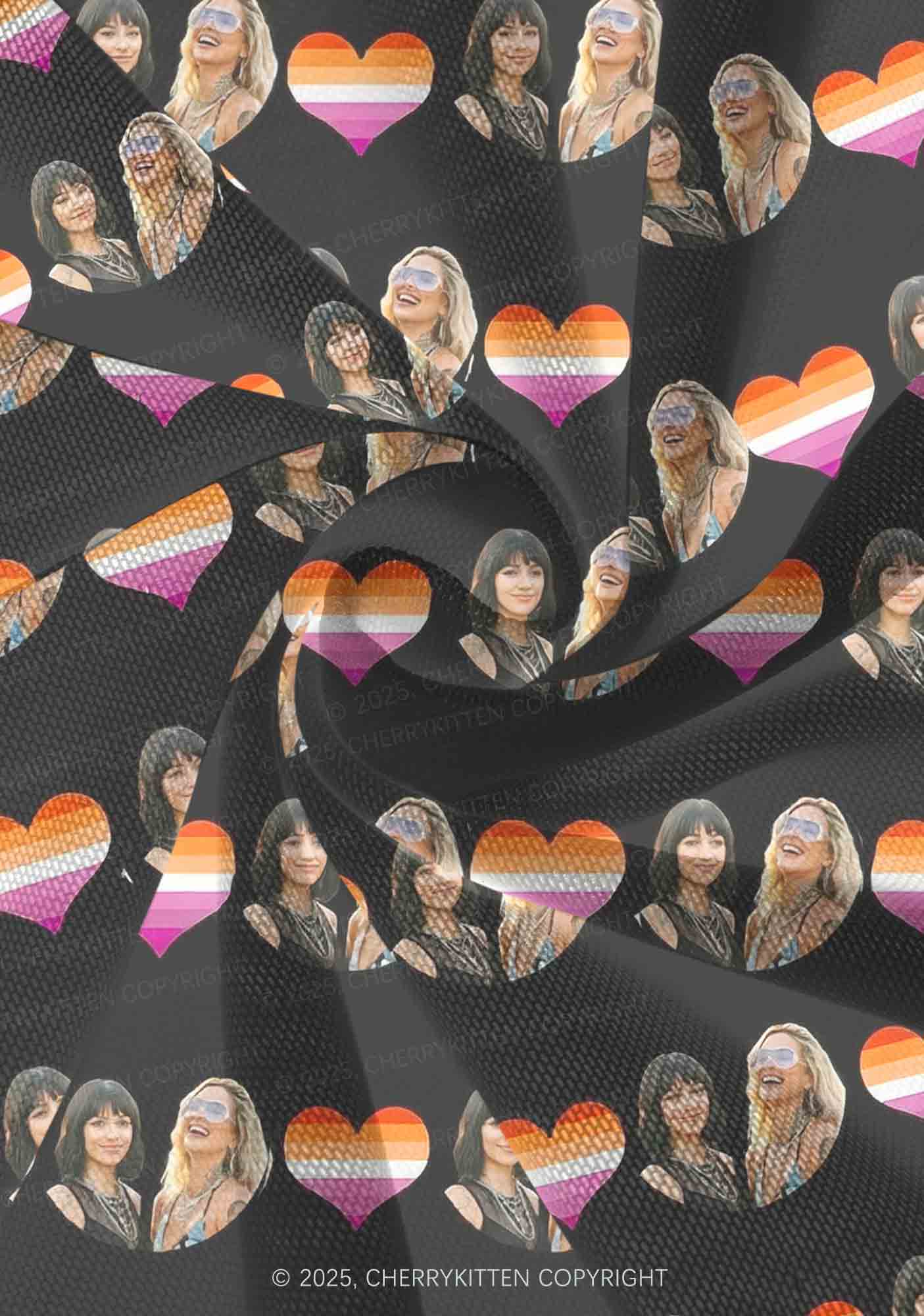 Custom Lesbian Couple Photo Valentine's Day Y2K Print Mini Layered Skirt Cherrykitten - Image 3