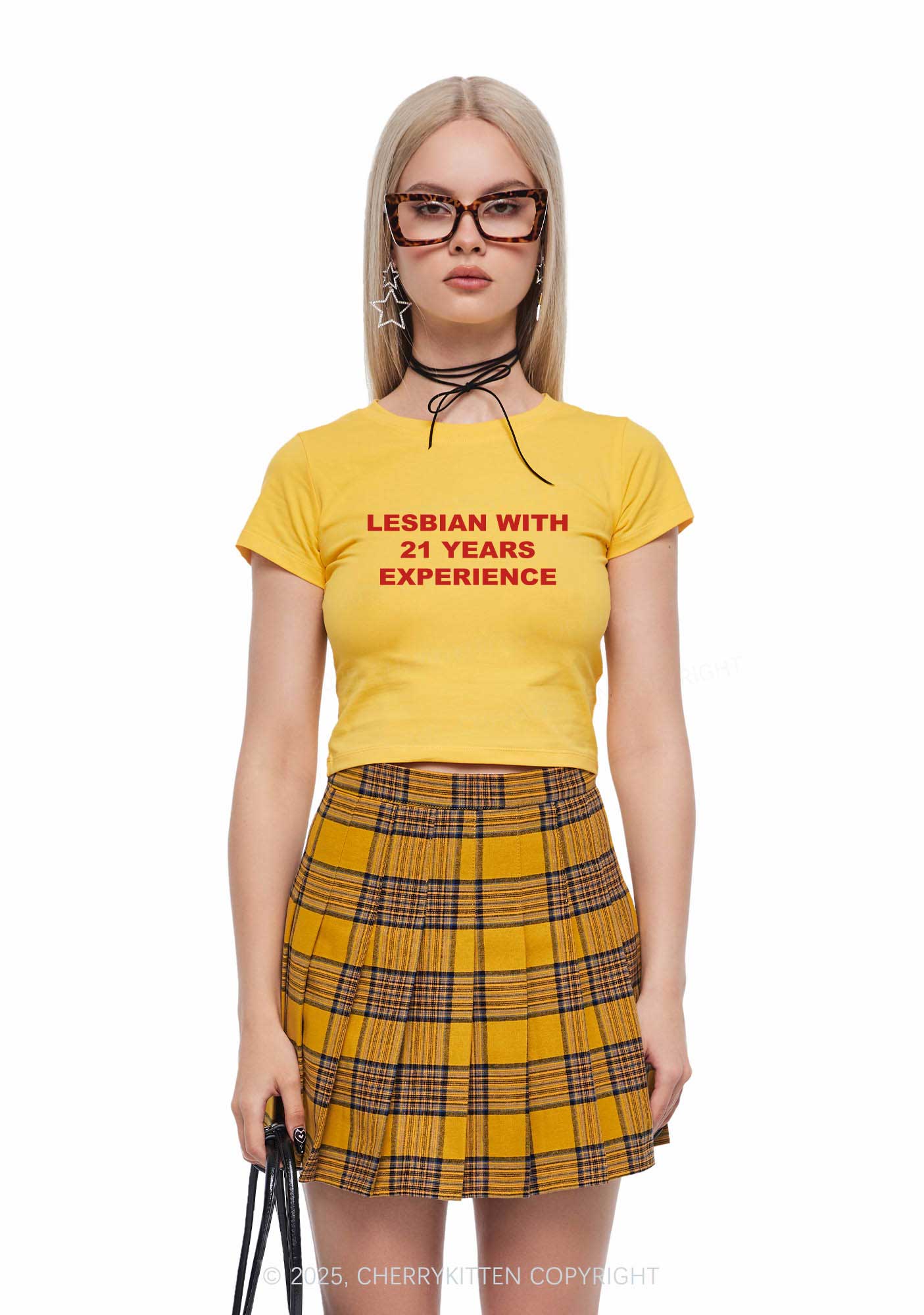 Custom Lesbian Experience Pride Y2K Baby Tee Cherrykitten - Image 2