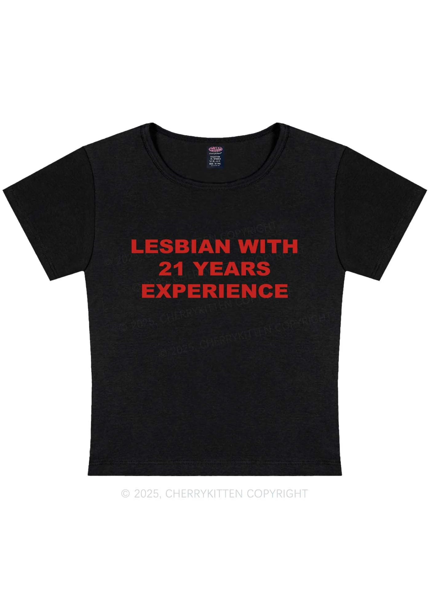 Custom Lesbian Experience Pride Y2K Baby Tee Cherrykitten - Image 4