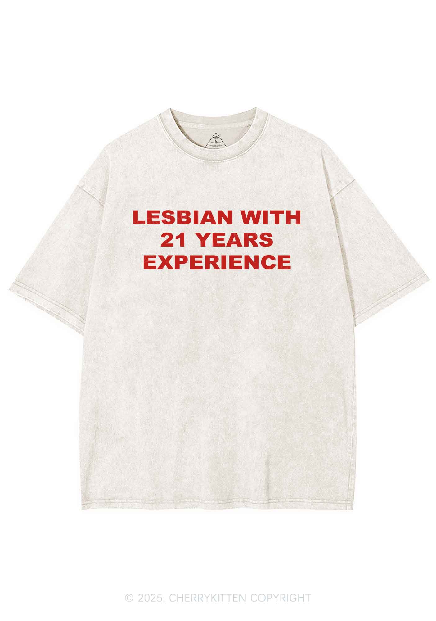 Custom Lesbian Experience Pride Y2K Shirts Washed Tee Cherrykitten - Image 5