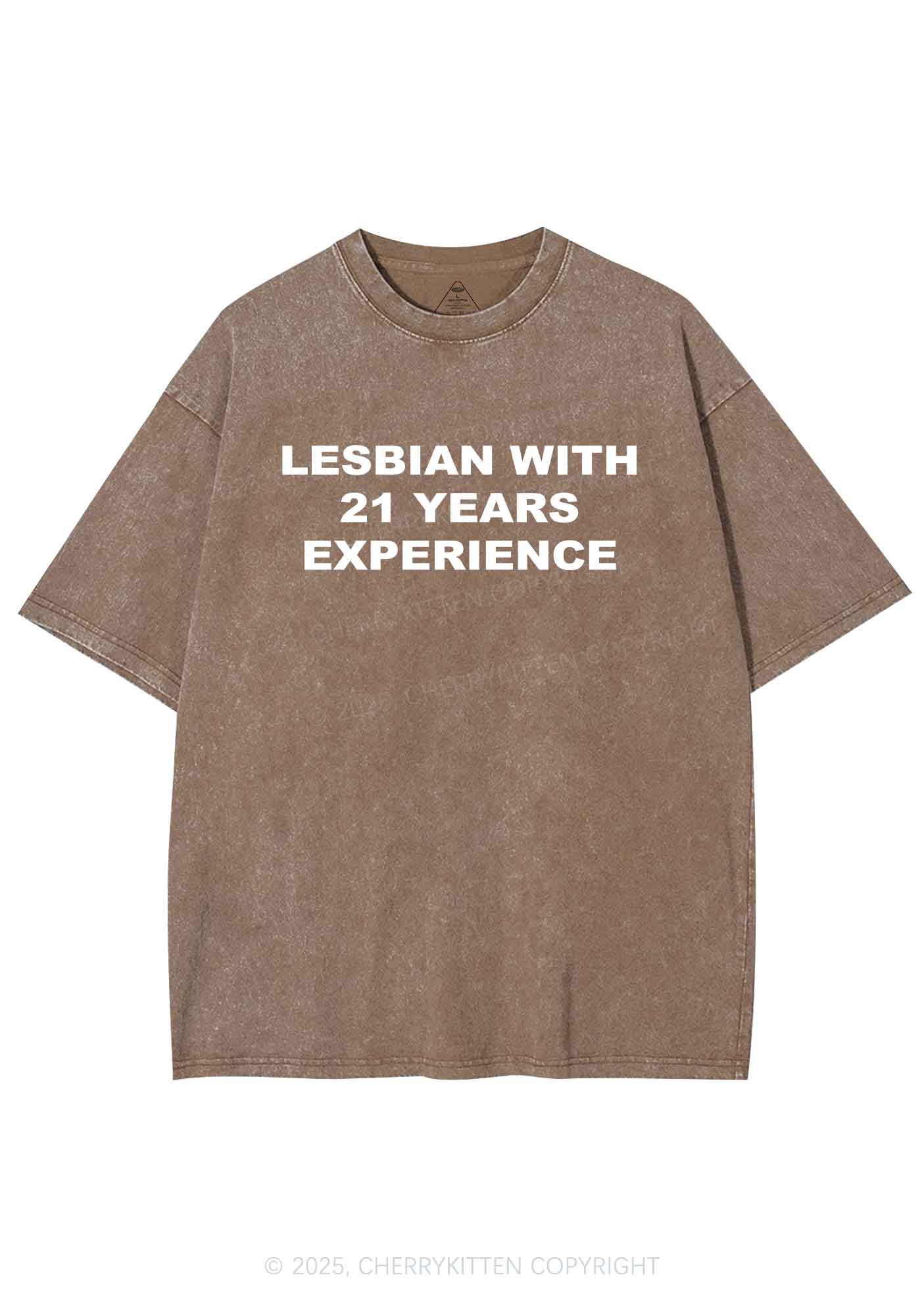 Custom Lesbian Experience Pride Y2K Shirts Washed Tee Cherrykitten - Image 6