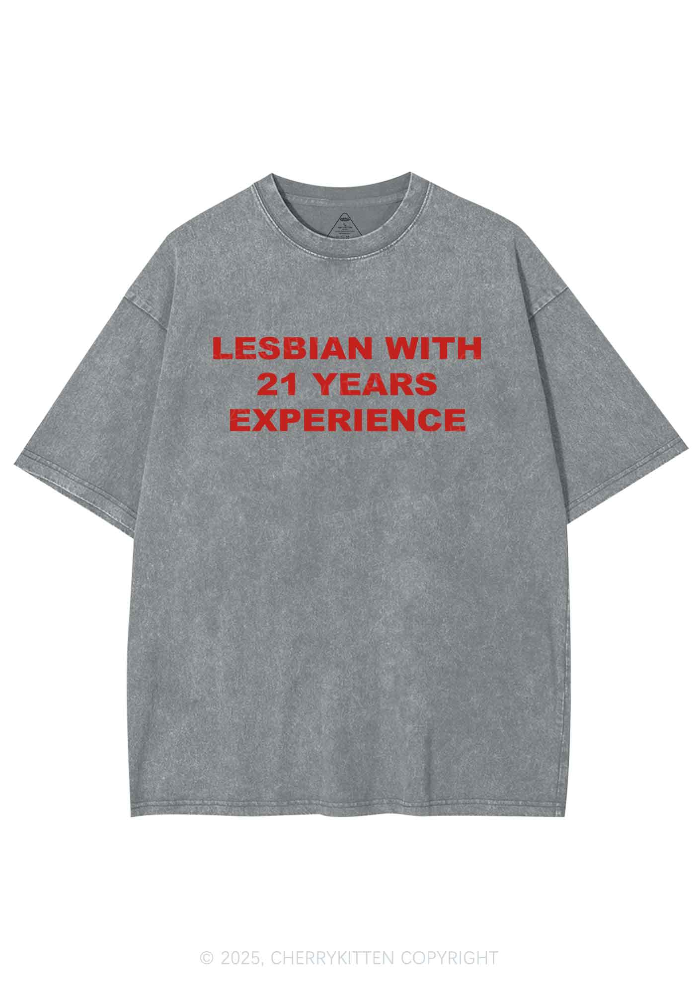 Custom Lesbian Experience Pride Y2K Shirts Washed Tee Cherrykitten - Image 7