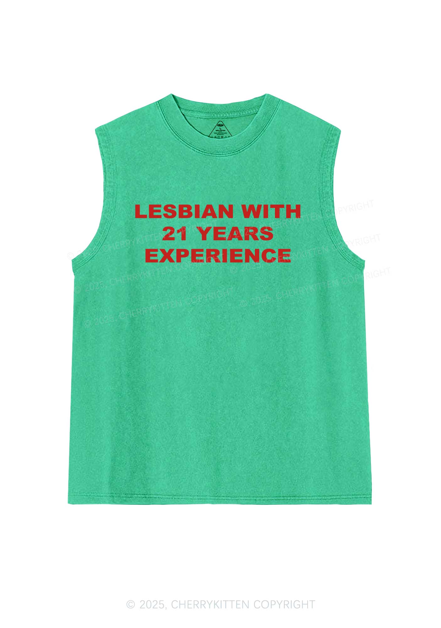 Custom Lesbian Experience Pride Y2K Washed Muscle Tank Cherrykitten - Image 7