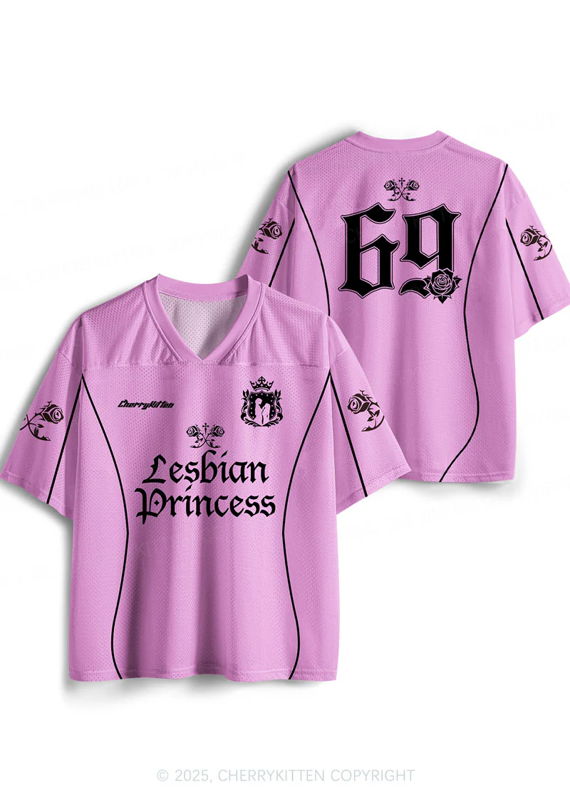 Custom Lesbian Princess Rose Pride Y2K Sport Jersey Shirts Cherrykitten - Image 3