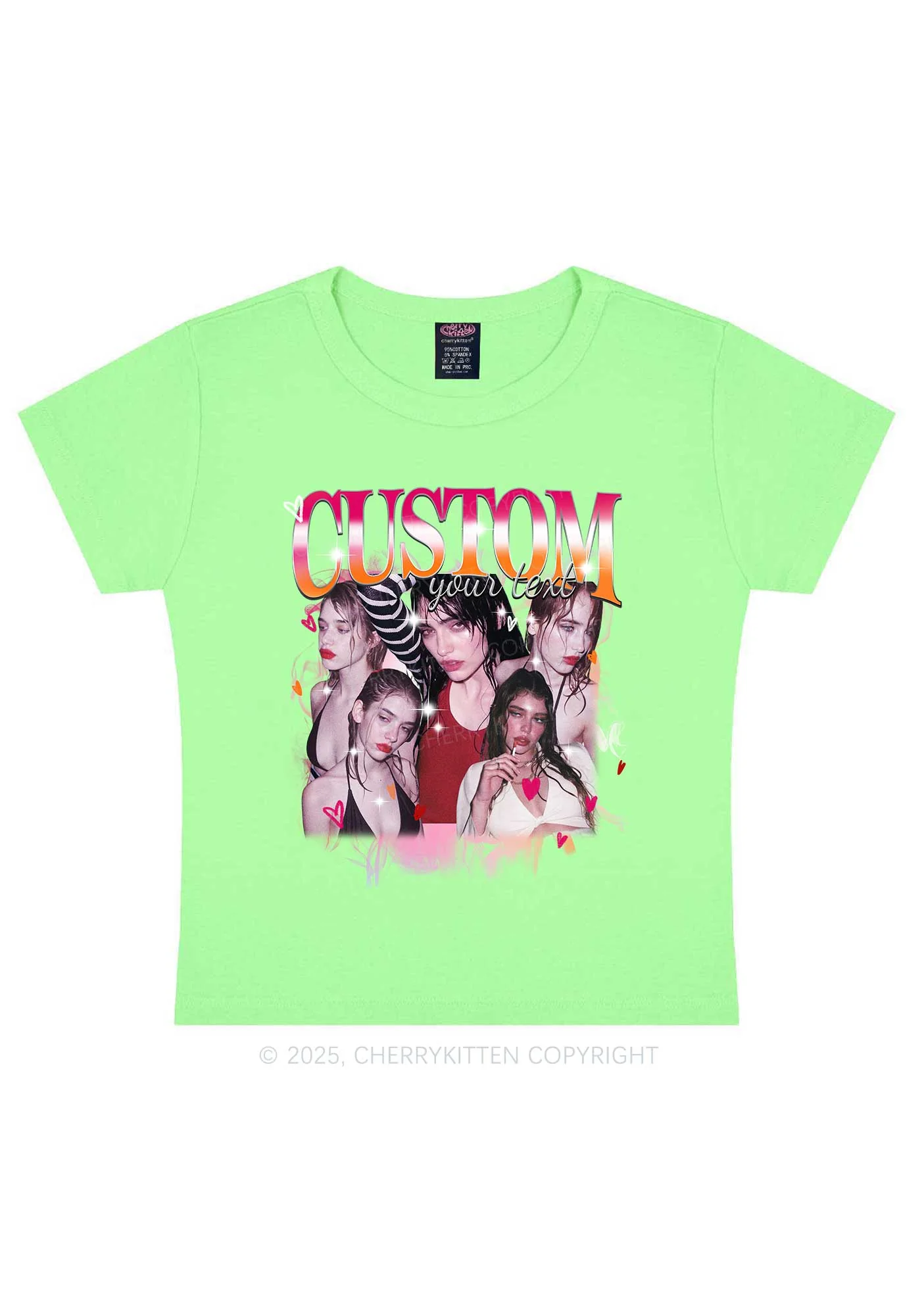 Custom Lesbian Text Pride Y2K Baby Tee Cherrykitten - Image 12
