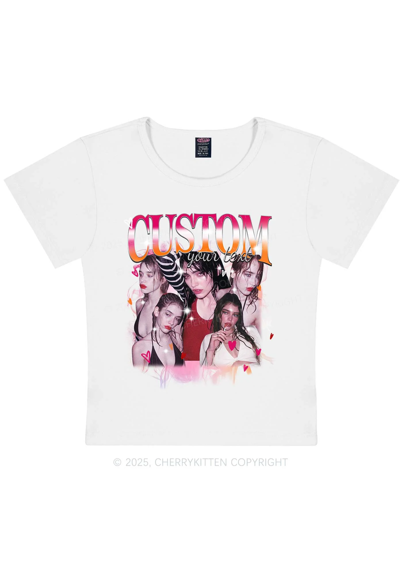 Custom Lesbian Text Pride Y2K Baby Tee Cherrykitten - Image 3