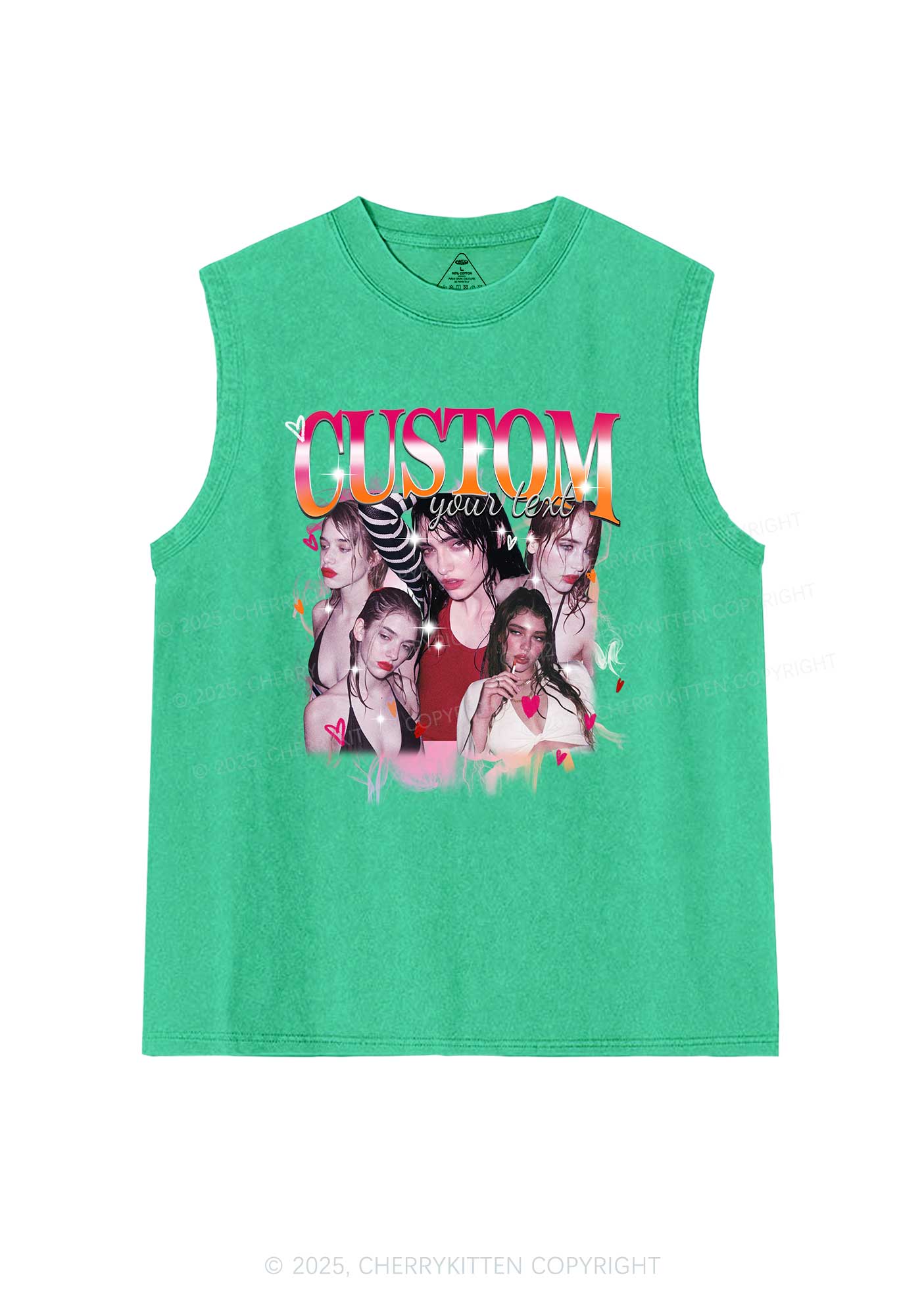 Custom Lesbian Text Pride Y2K Washed Muscle Tank Cherrykitten - Image 7