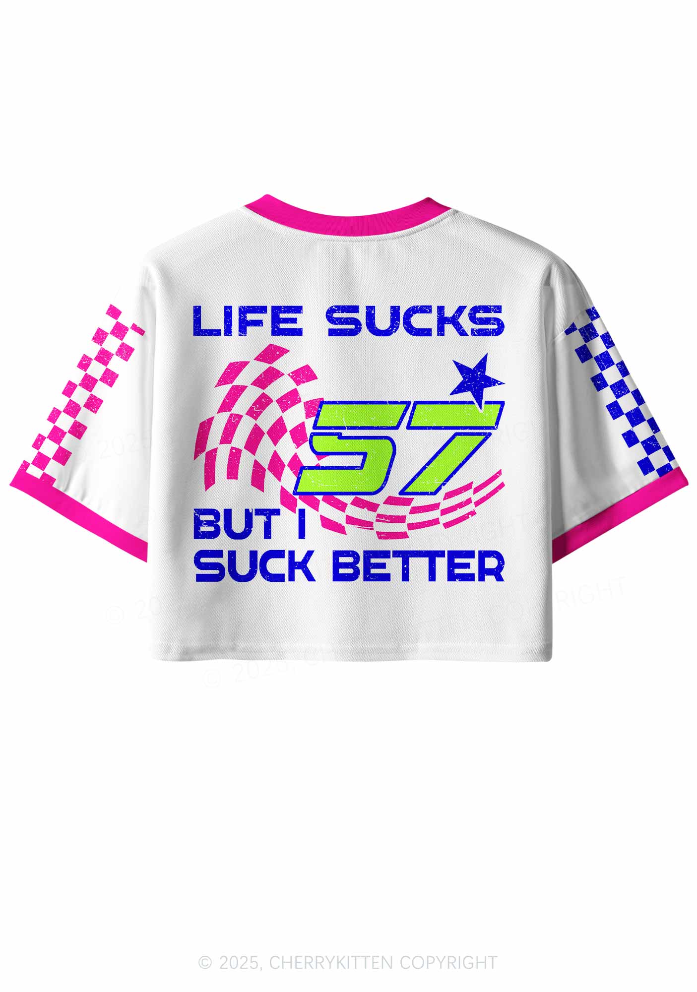 Custom Life Sucks Y2K Crop Sport Jersey Shirts Cherrykitten - Image 2