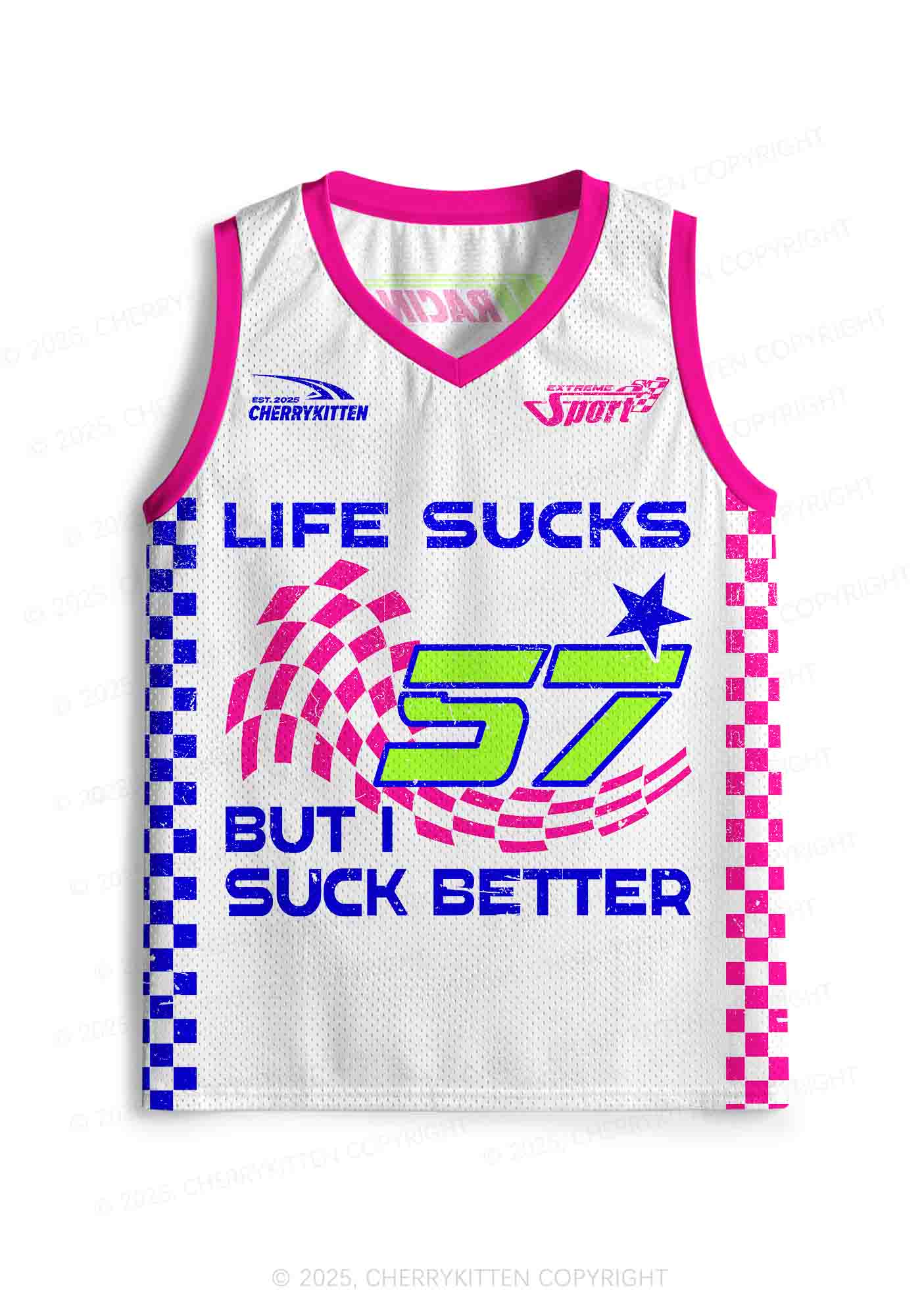 Custom Life Sucks Y2K Sport Jersey Tank Cherrykitten - Image 2