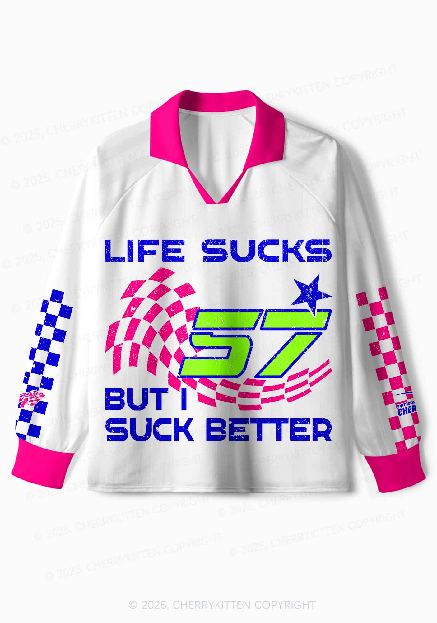 Custom Life Sucks Y2K Sport Long Sleeve Jersey Shirts Cherrykitten - Image 2