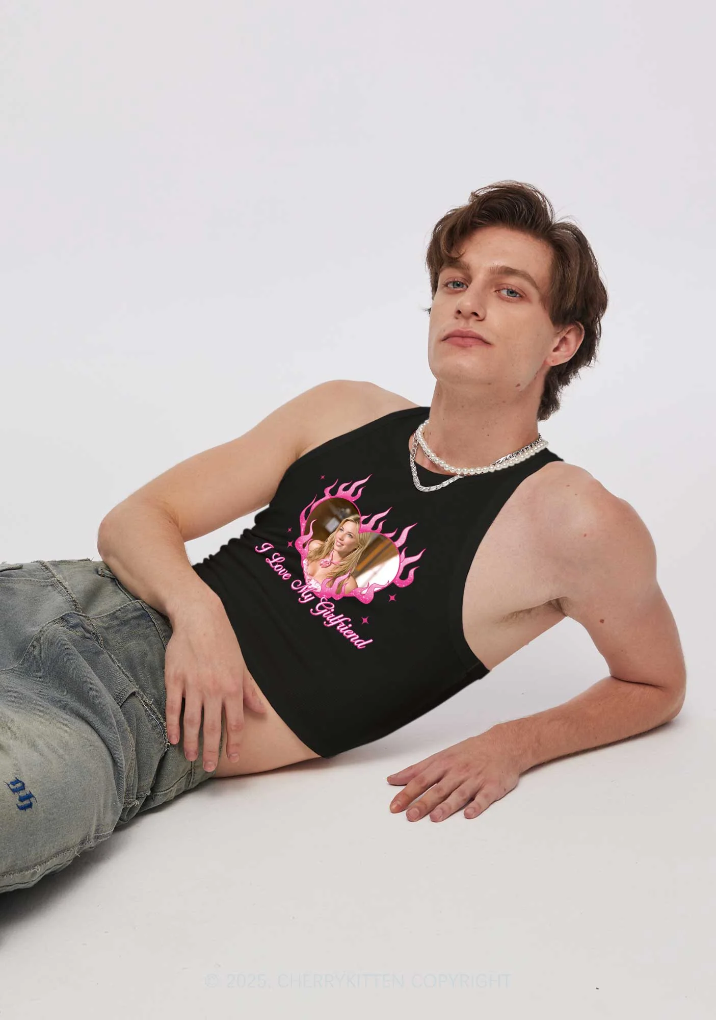 Custom Love Girlfriend Y2K Crop Tank Top Cherrykitten - Image 2