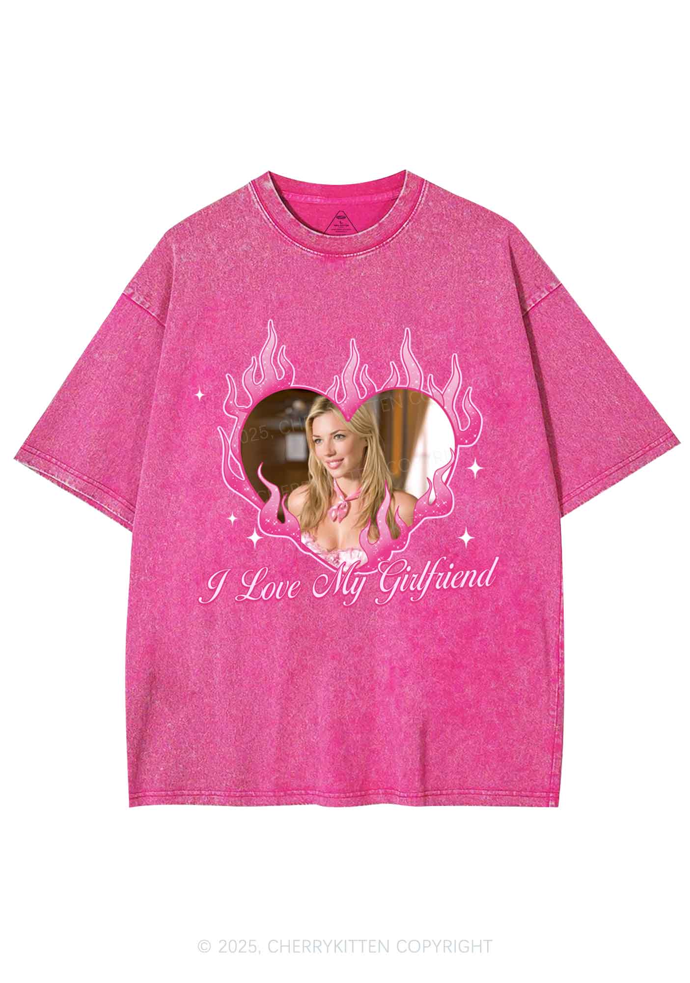Custom Love Girlfriend Y2K Shirts Washed Tee Cherrykitten - Image 3