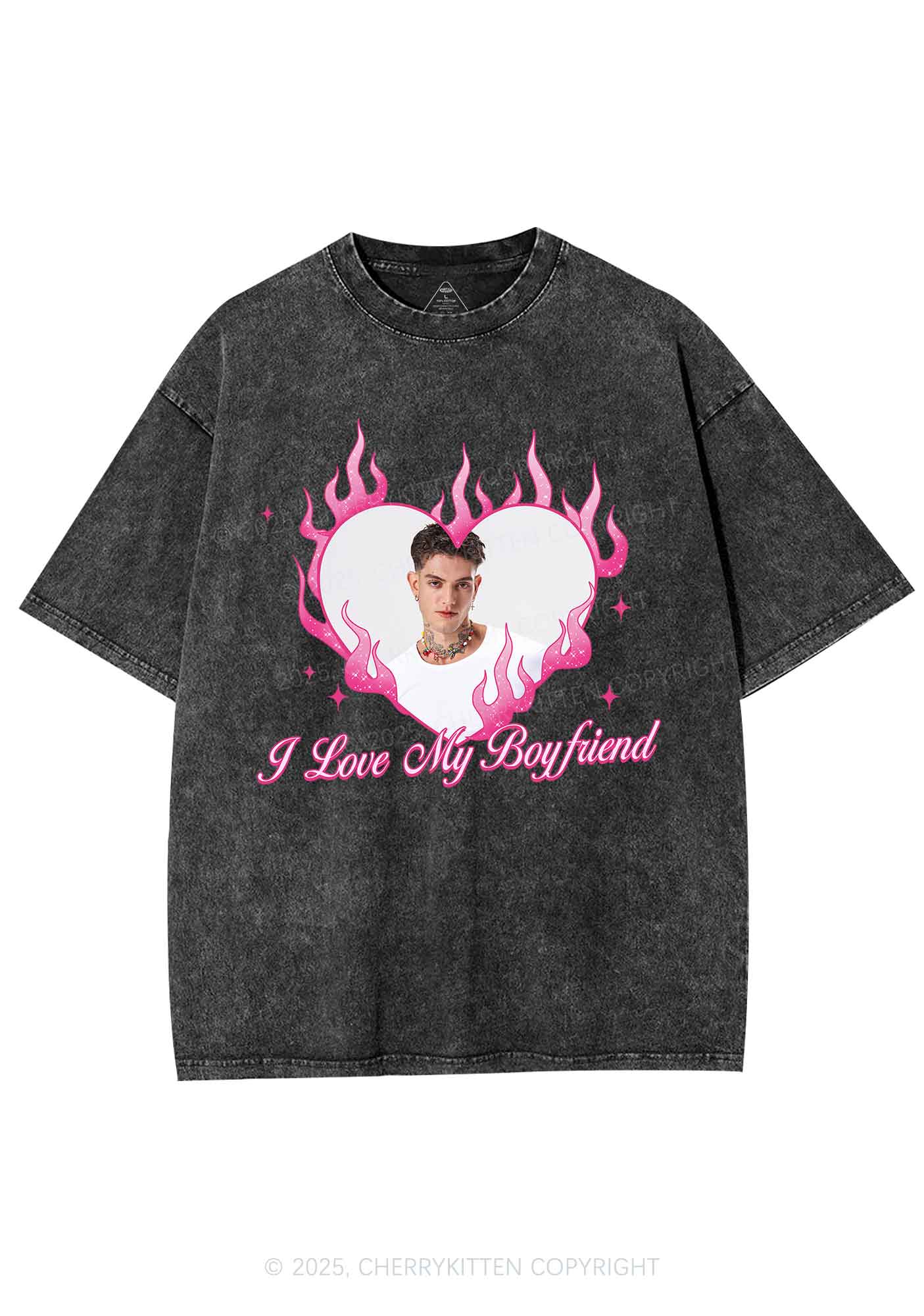 Custom Love Girlfriend Y2K Shirts Washed Tee Cherrykitten - Image 4