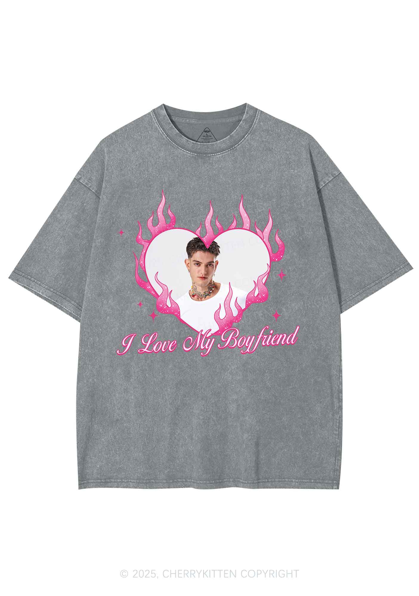 Custom Love Girlfriend Y2K Shirts Washed Tee Cherrykitten - Image 6