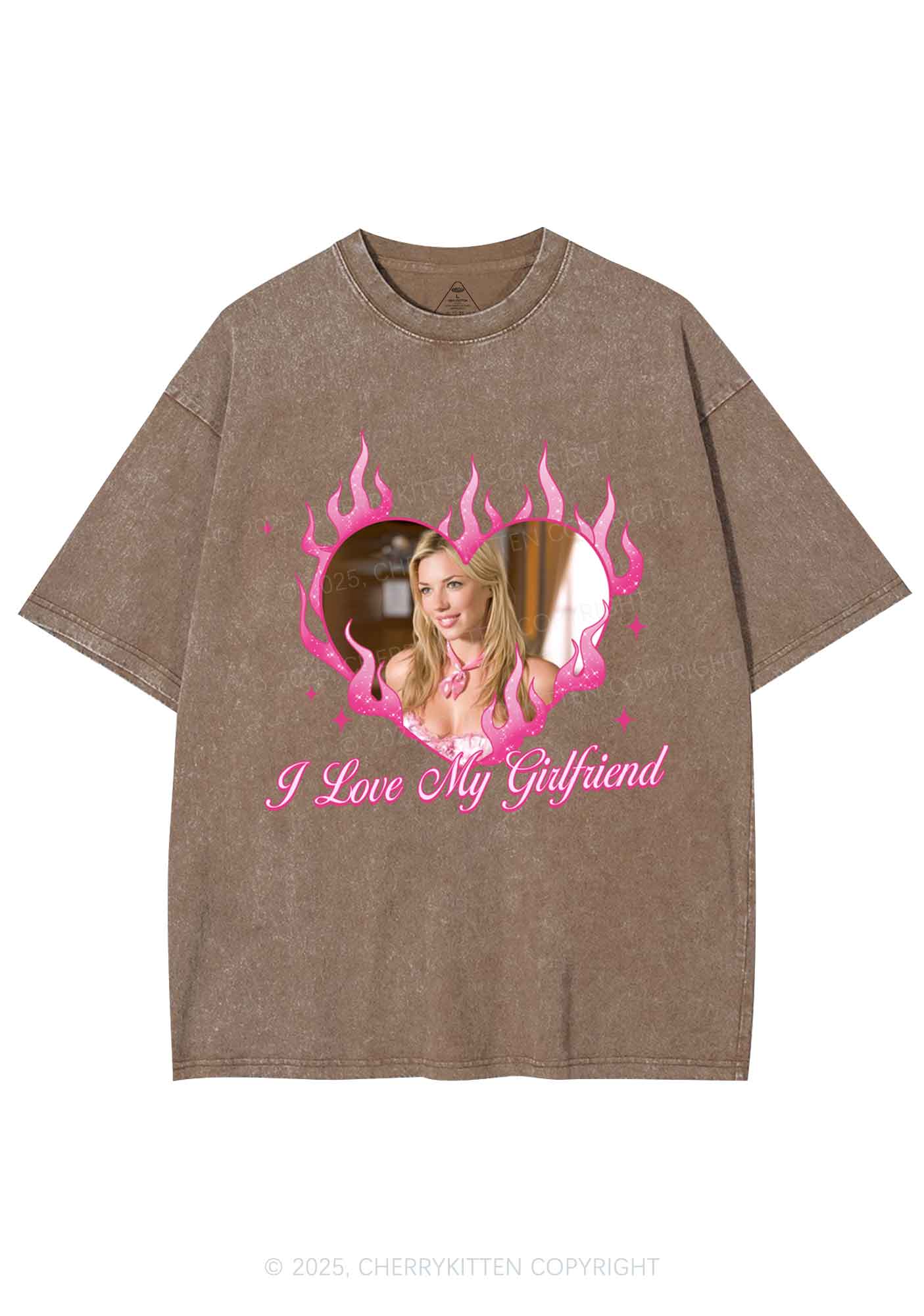 Custom Love Girlfriend Y2K Shirts Washed Tee Cherrykitten - Image 7