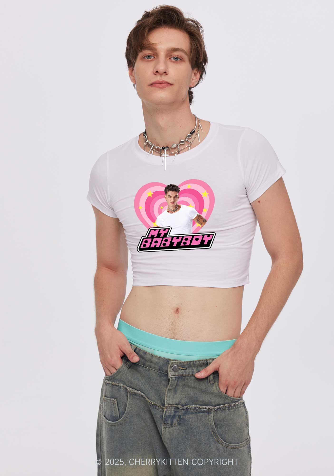 Custom Love My Babyboy Y2K Baby Tee Cherrykitten - Image 2