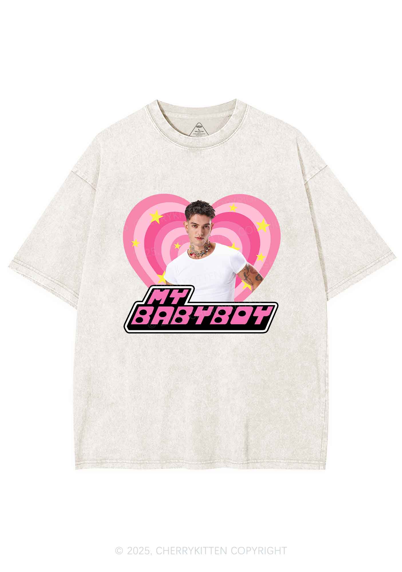 Custom Love My Babyboy Y2K Shirts Washed Tee Cherrykitten - Image 4