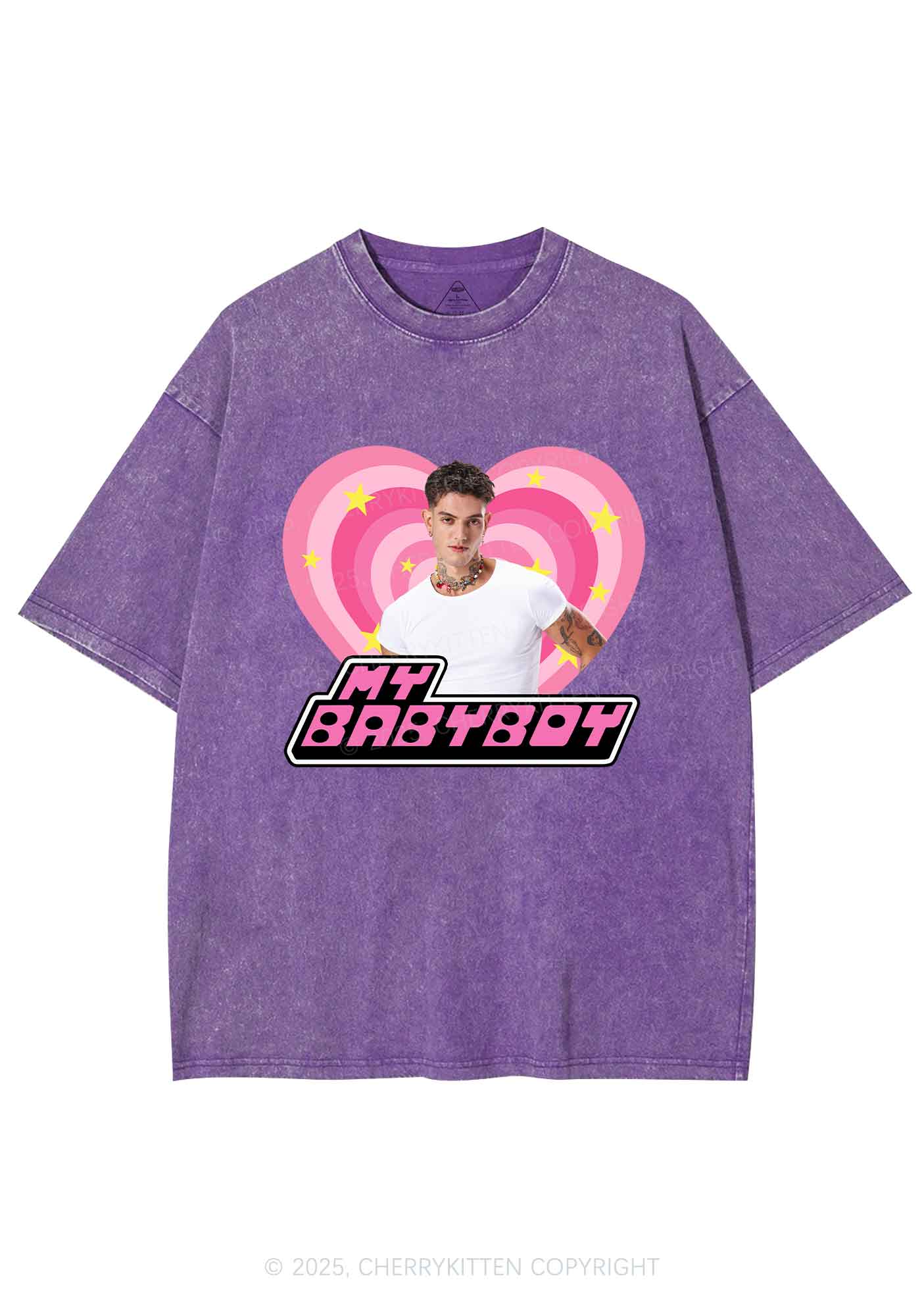 Custom Love My Babyboy Y2K Shirts Washed Tee Cherrykitten - Image 5