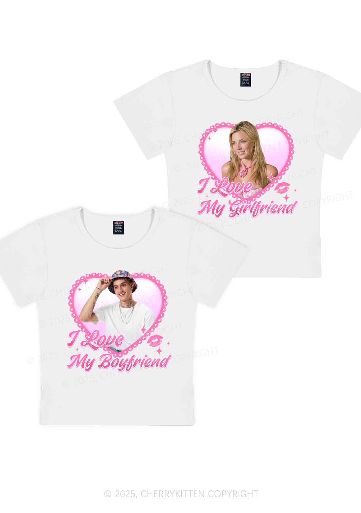 Custom Love My GF BF Photo Y2K Valentine's Day Baby Tee Cherrykitten - Image 4
