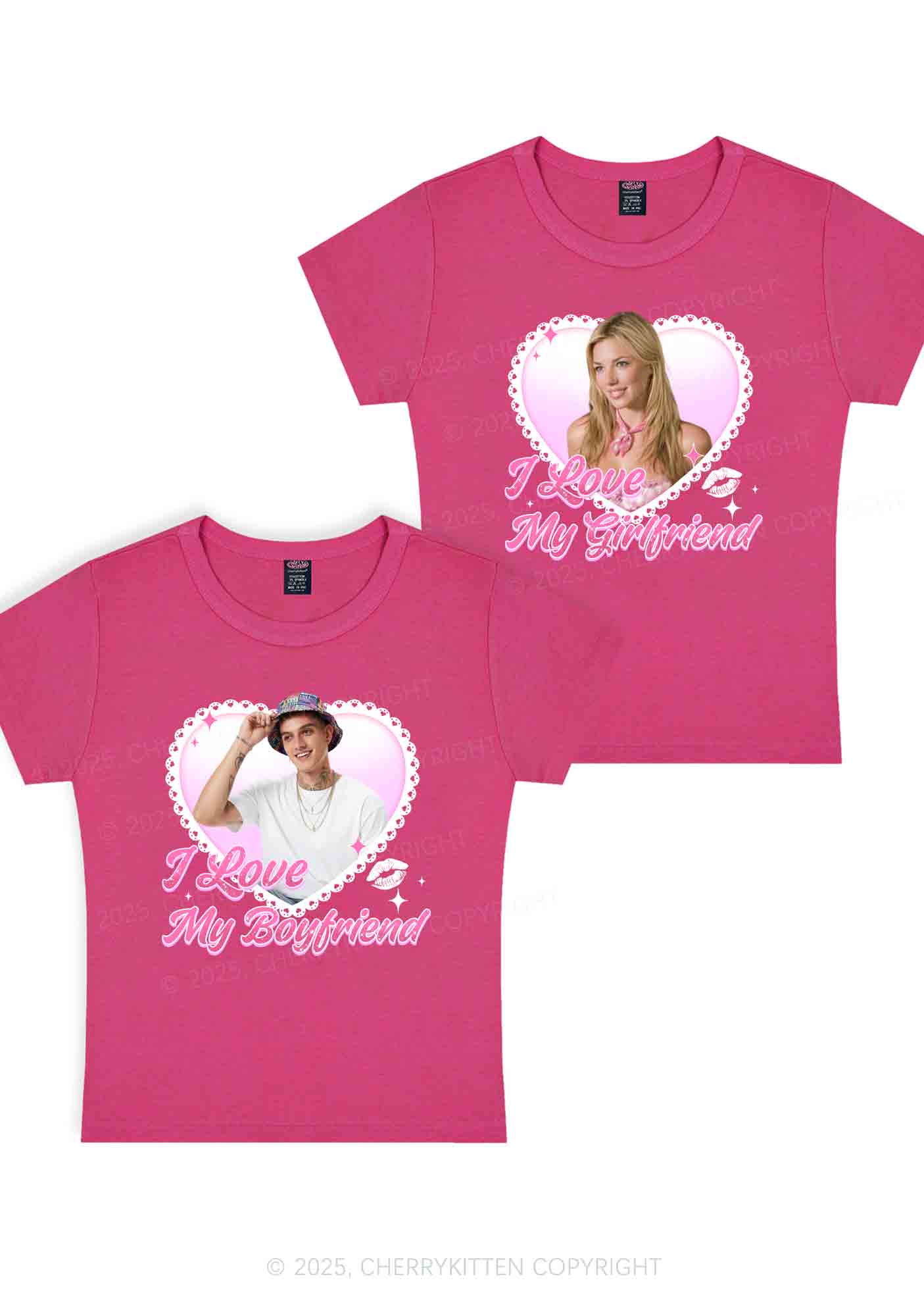 Custom Love My GF BF Photo Y2K Valentine's Day Baby Tee Cherrykitten - Image 5