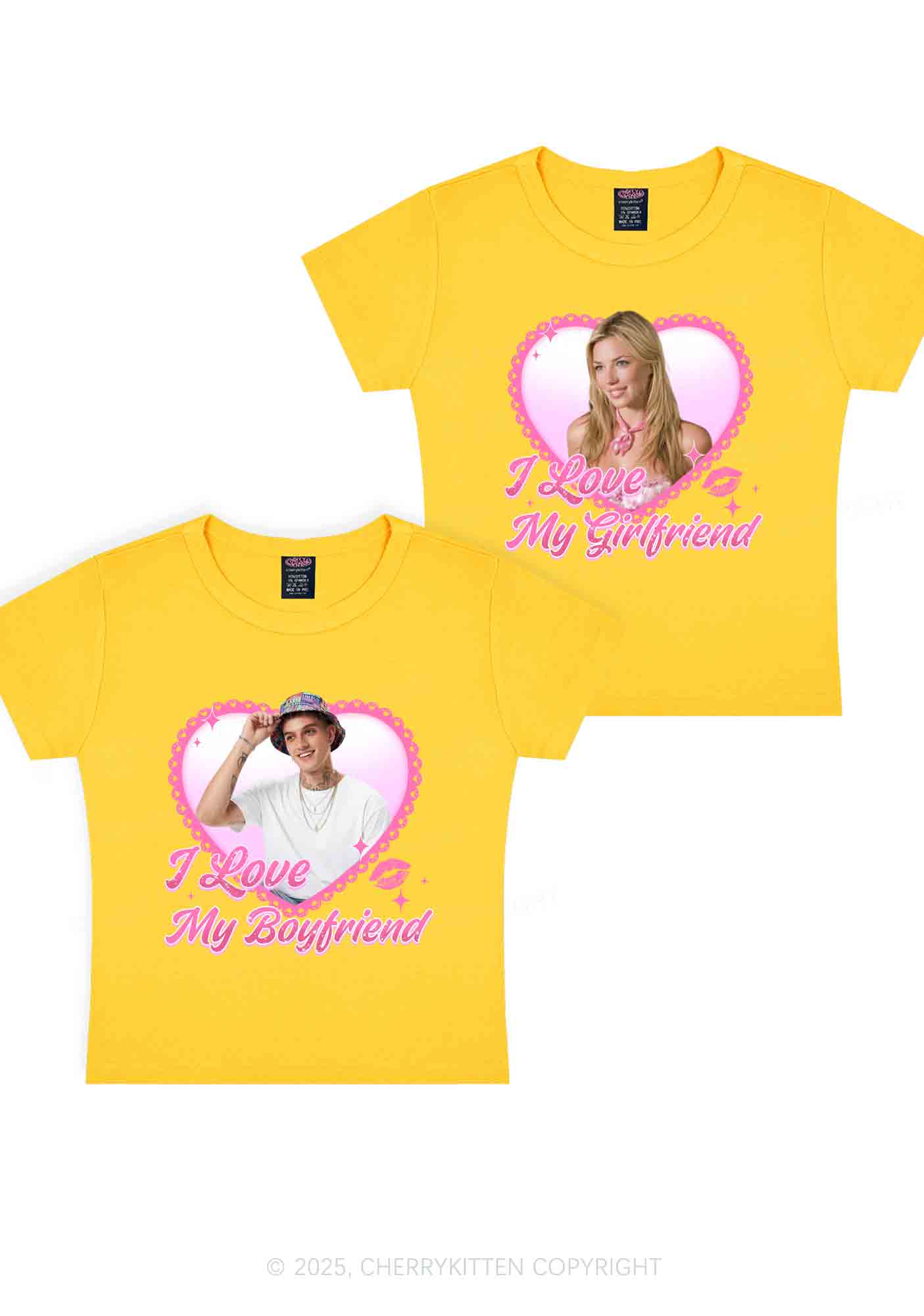 Custom Love My GF BF Photo Y2K Valentine's Day Baby Tee Cherrykitten - Image 6