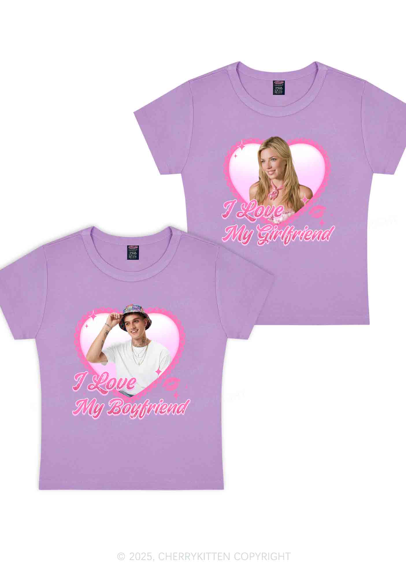 Custom Love My GF BF Photo Y2K Valentine's Day Baby Tee Cherrykitten - Image 7