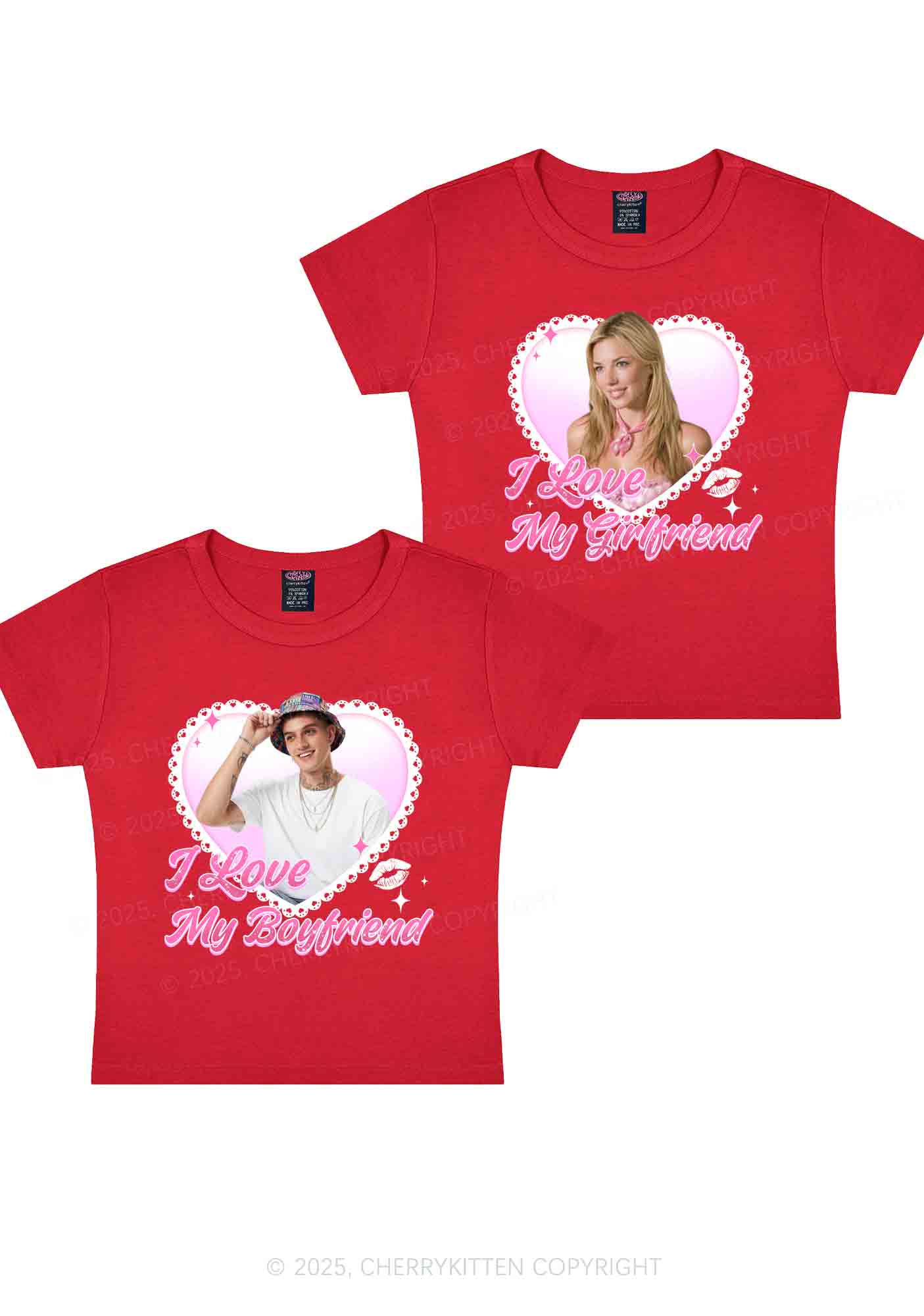Custom Love My GF BF Photo Y2K Valentine's Day Baby Tee Cherrykitten - Image 8