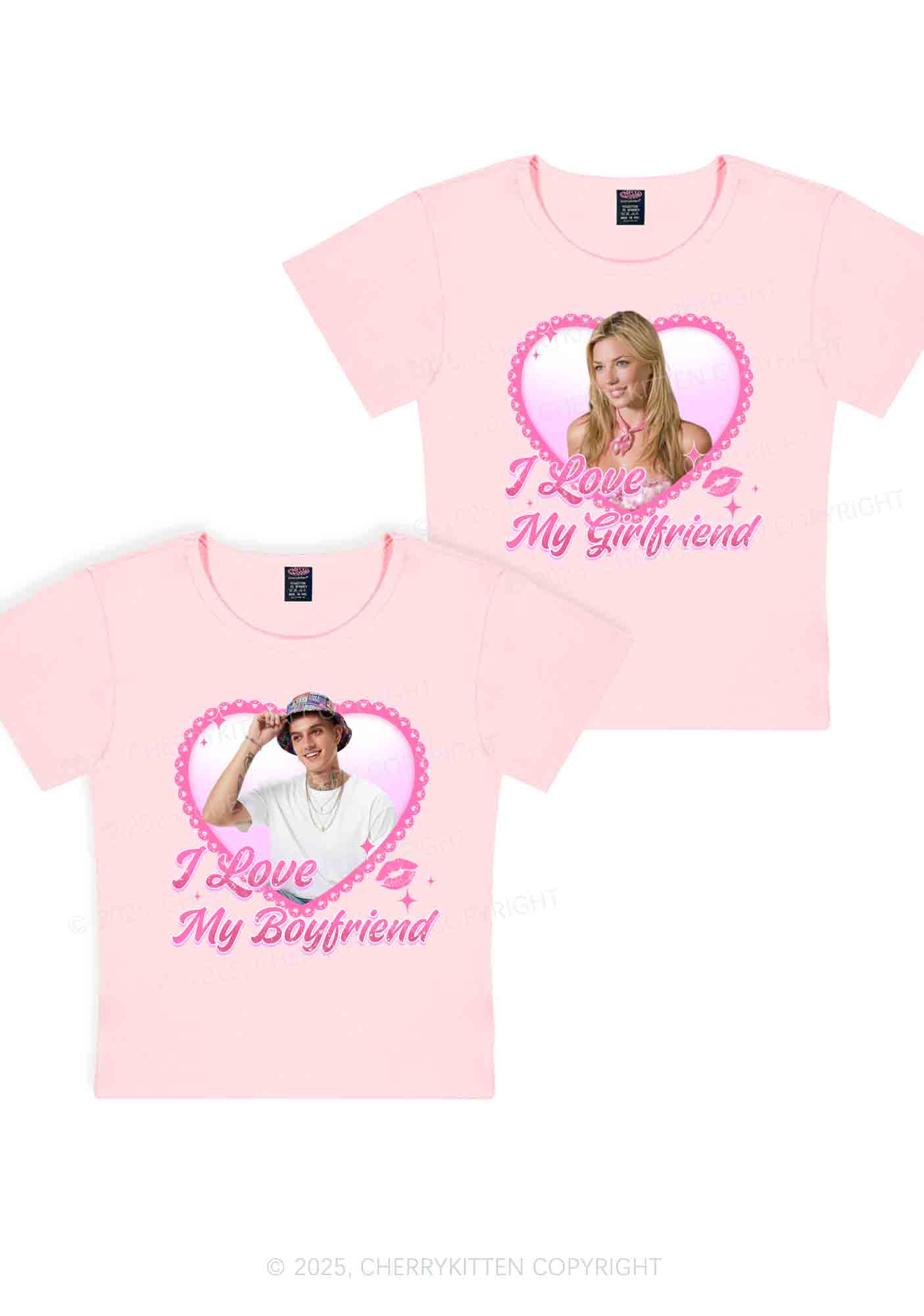 Custom Love My GF BF Photo Y2K Valentine's Day Baby Tee Cherrykitten - Image 9