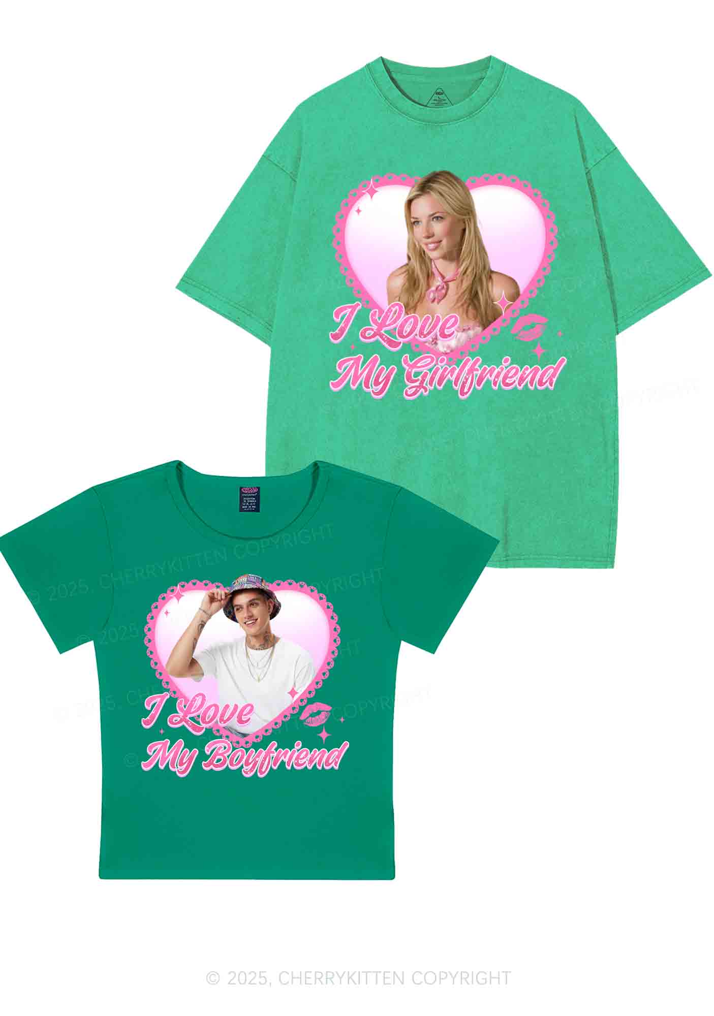 Custom Love My GF BF Photo Y2K Valentine's Day Couple Shirt Cherrykitten - Image 12