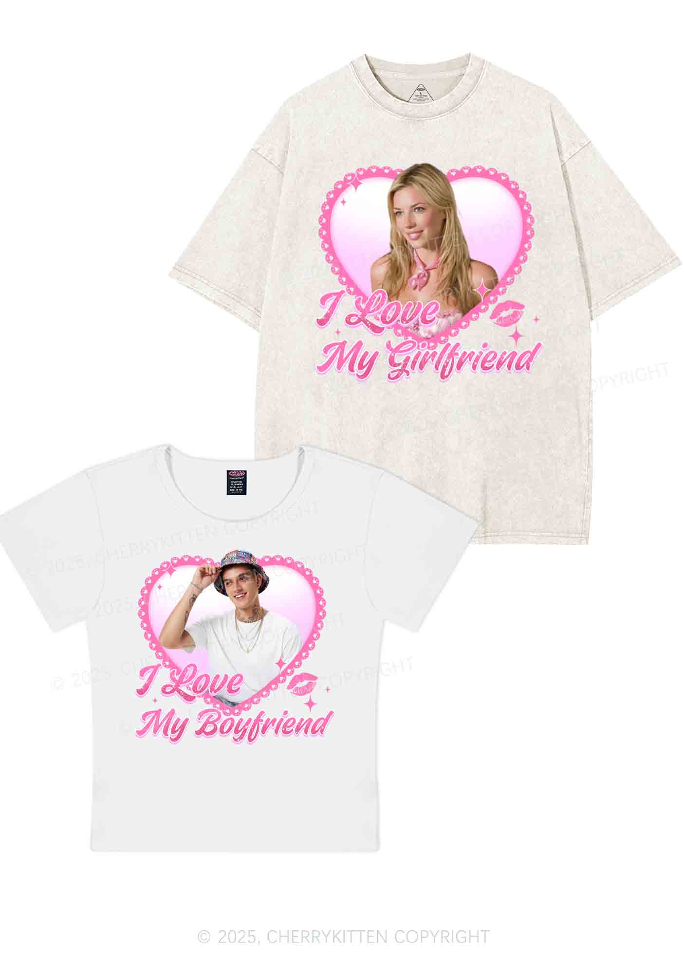 Custom Love My GF BF Photo Y2K Valentine's Day Couple Shirt Cherrykitten - Image 4