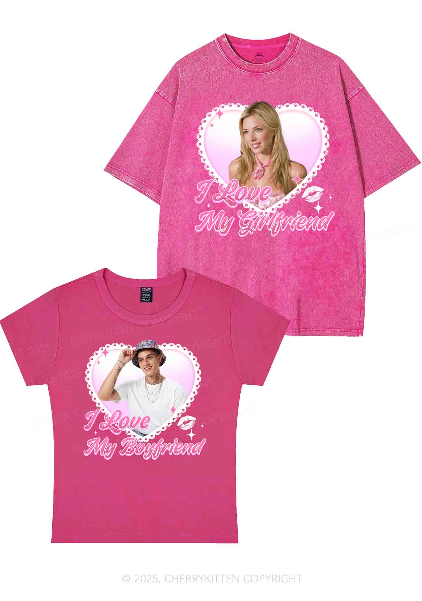 Custom Love My GF BF Photo Y2K Valentine's Day Couple Shirt Cherrykitten - Image 5